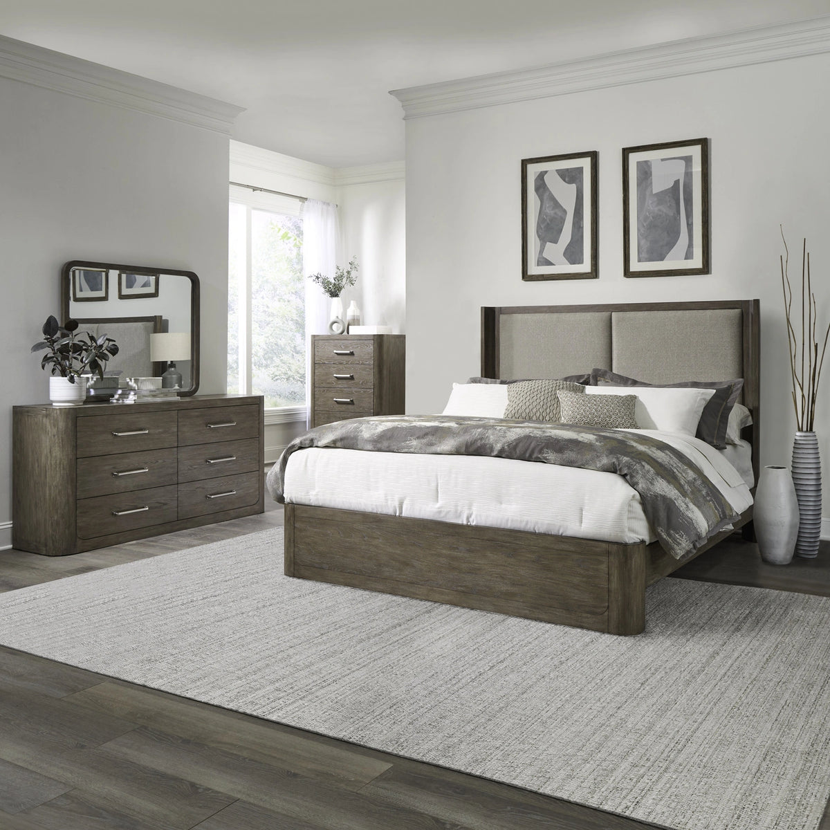 South Bend King Shelter Bed, Dresser & Mirror, Chest image