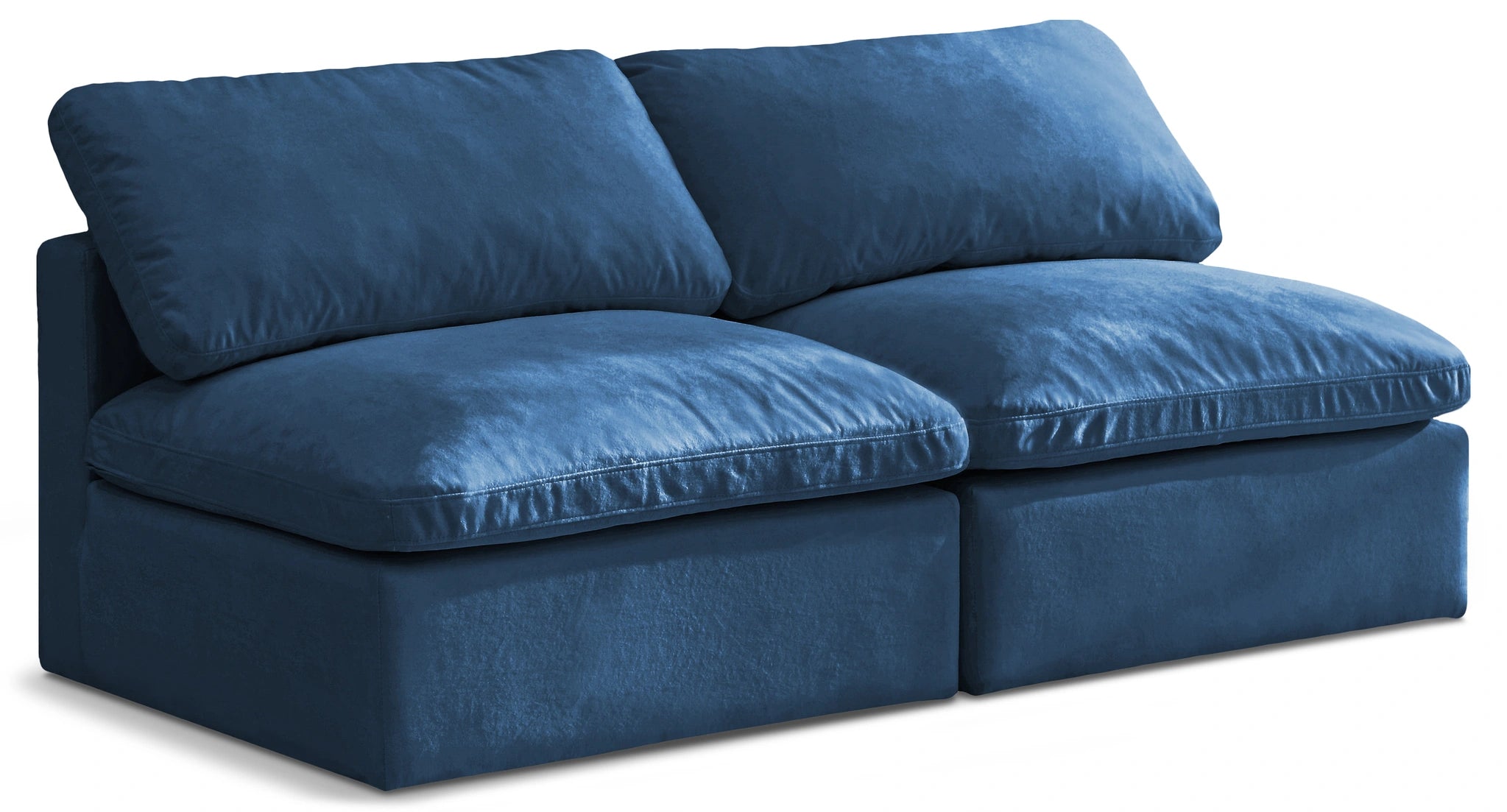 Plush Navy Velvet Standard Cloud Modular Sofa
