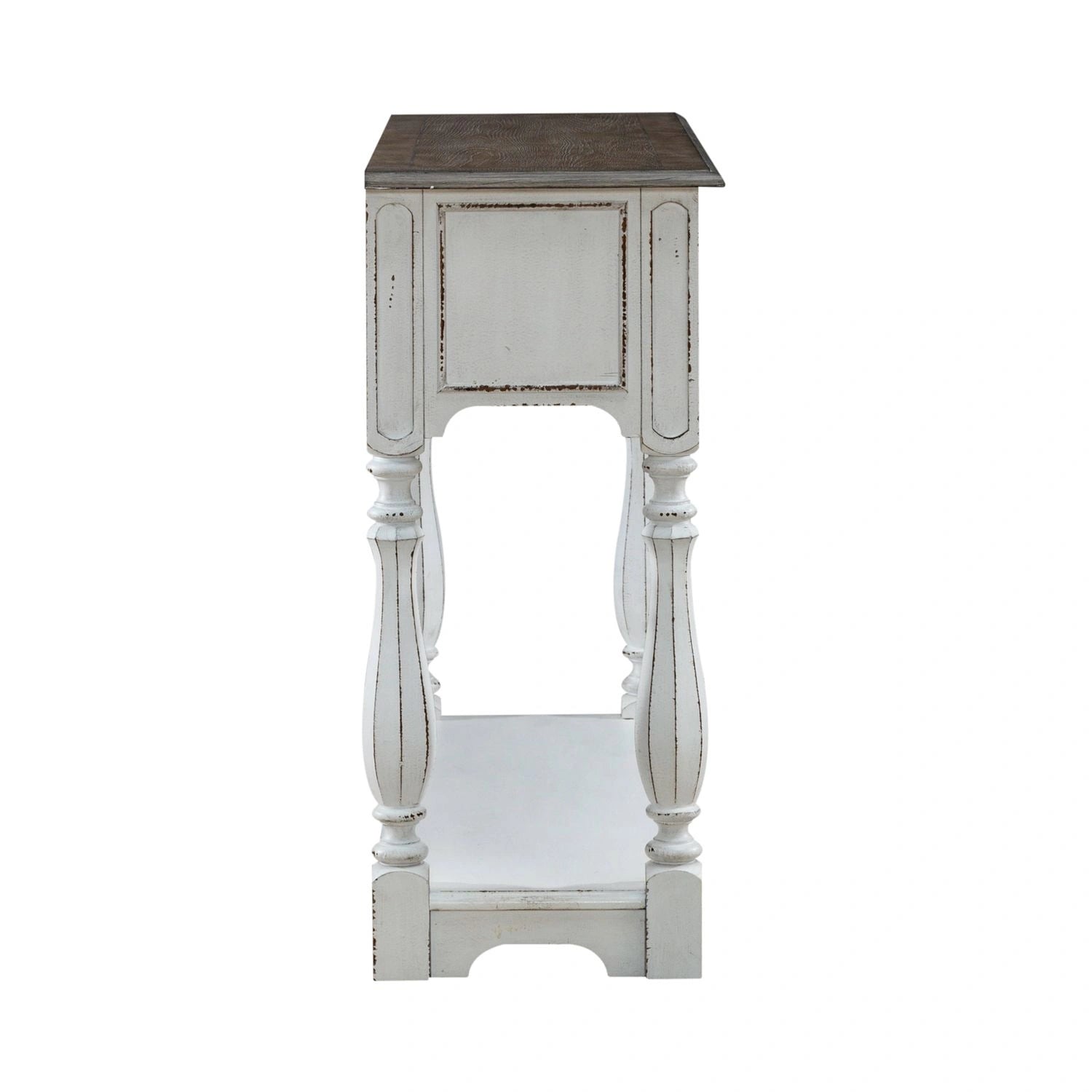 Magnolia Manor Hall Console in Antique White & Weathered Bark EST SHIP TIME APPX 4 WEEKS image