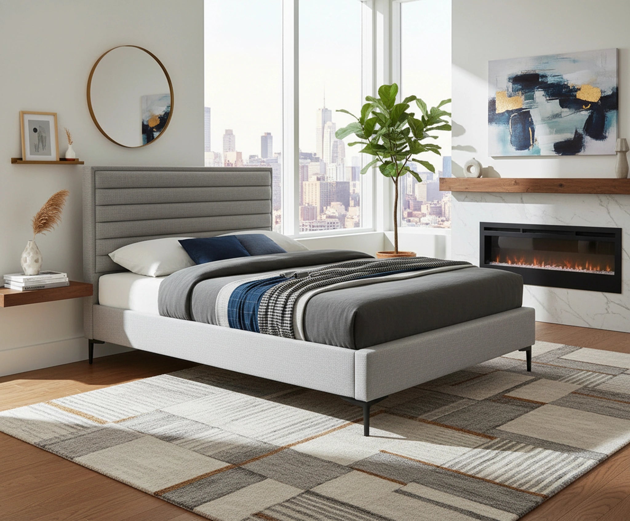 Hunter Grey Linen King Bed