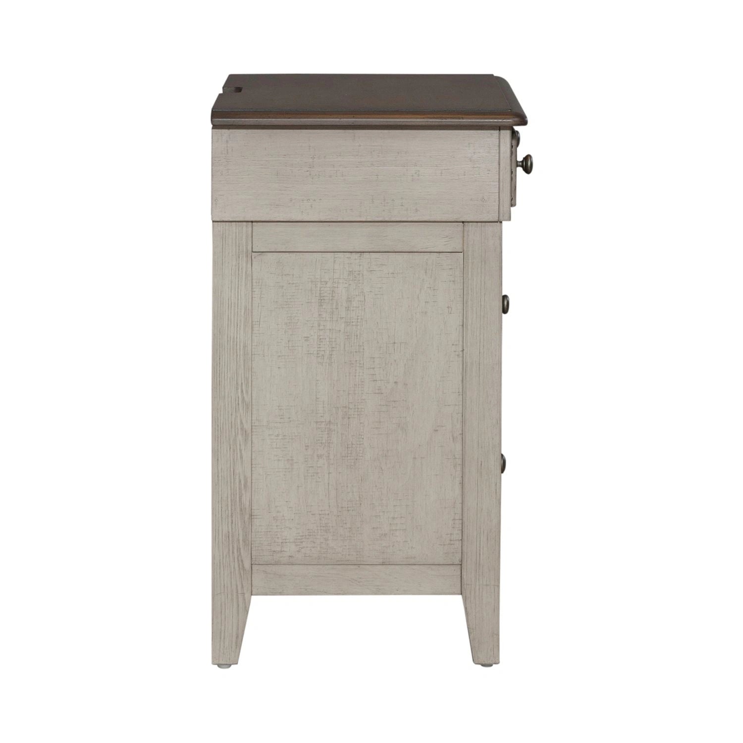 Ivy Hollow 3 Drawer Bedside Chest w/ Charging Station in Weathered Linen image