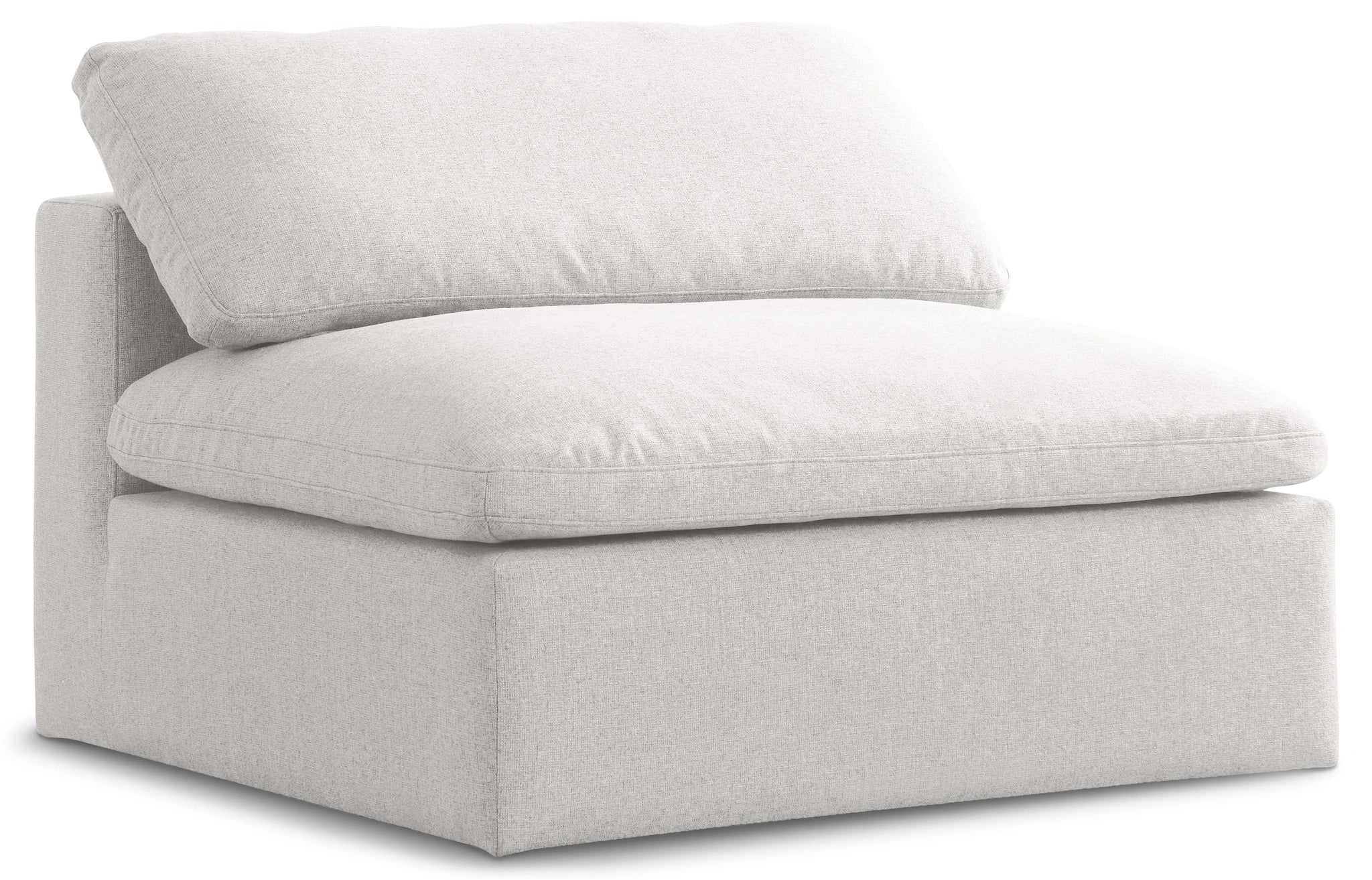 Serene Cream Linen Fabric Deluxe Cloud Armless Chair
