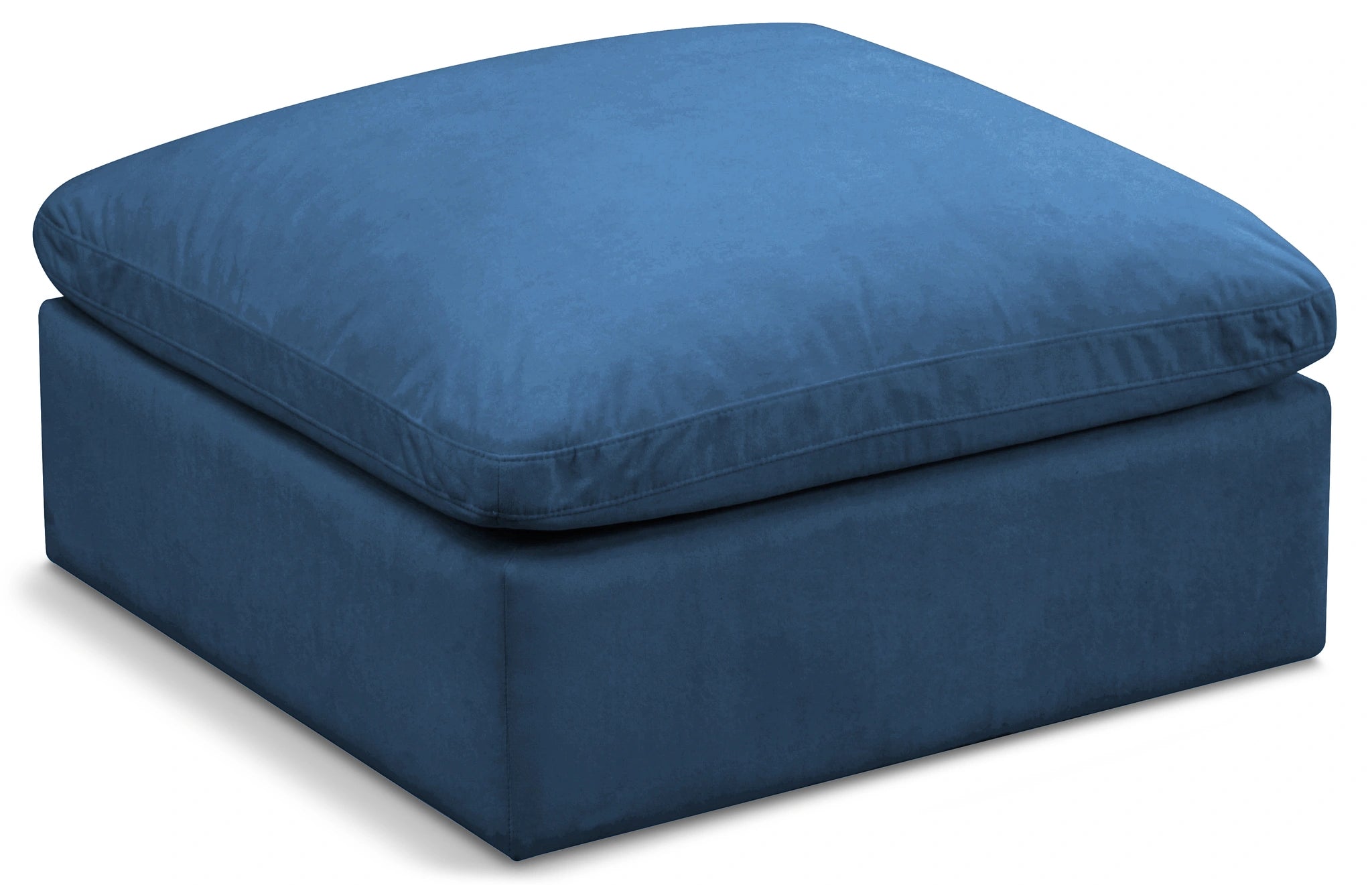 Plush Navy Velvet Standard Cloud Modular Ottoman