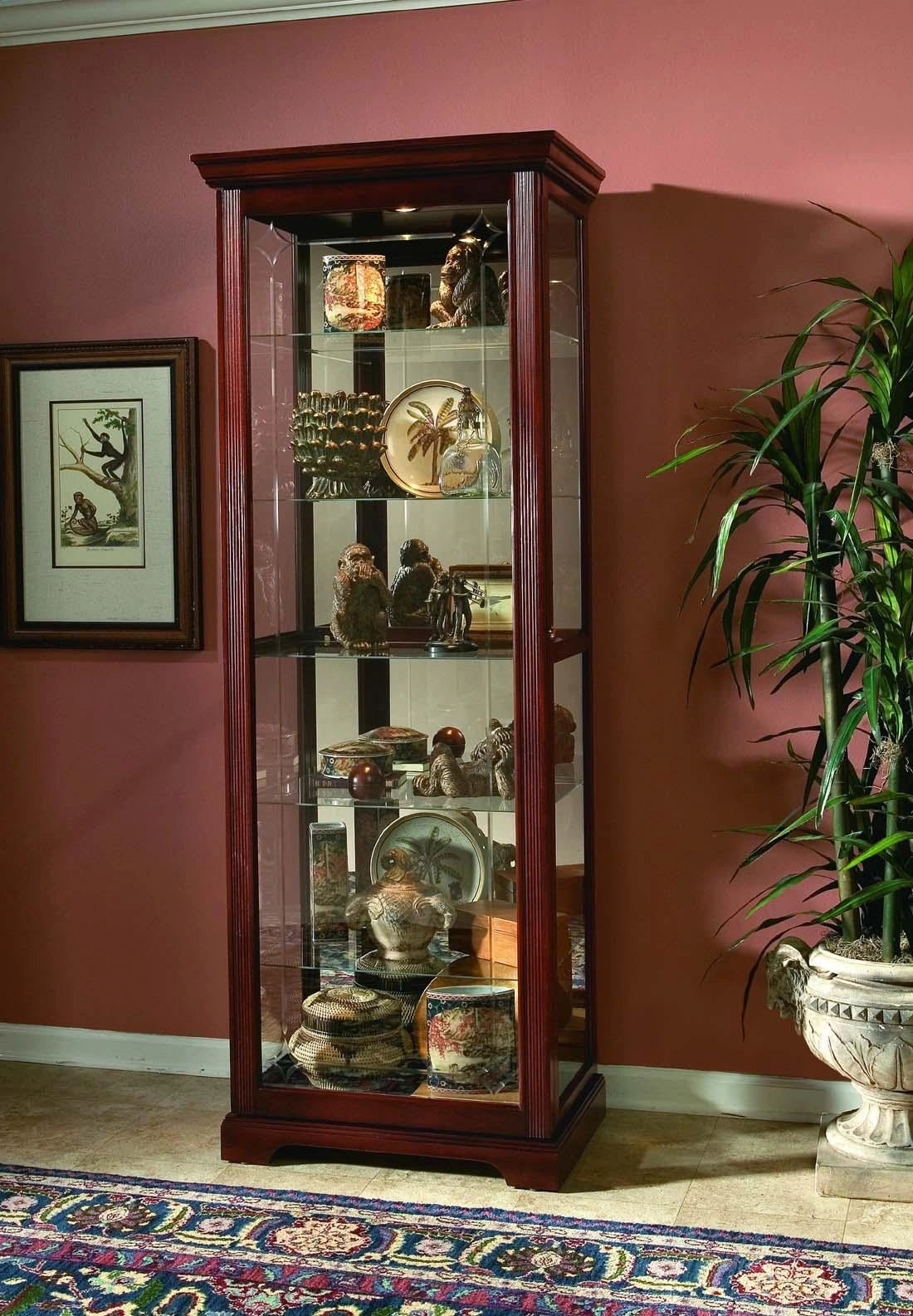 Pulaski Victorian Cherry Two Way Sliding Door Curio