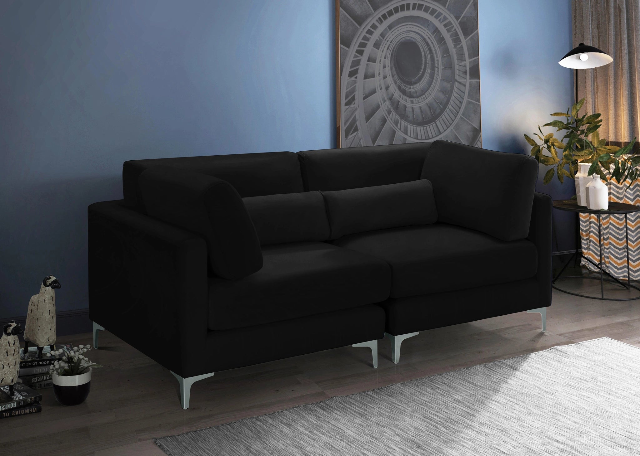 Julia Black Velvet Modular Sofa