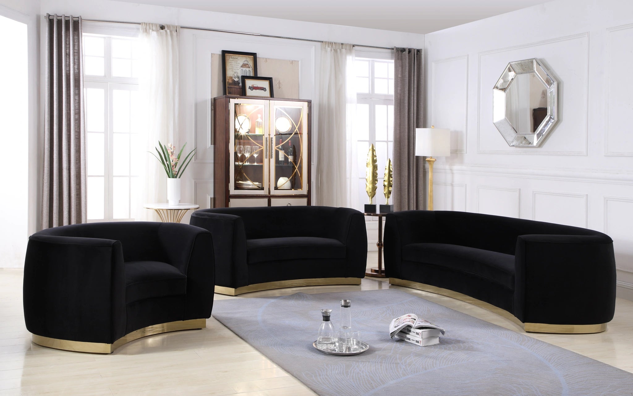 Julian Black Velvet Loveseat