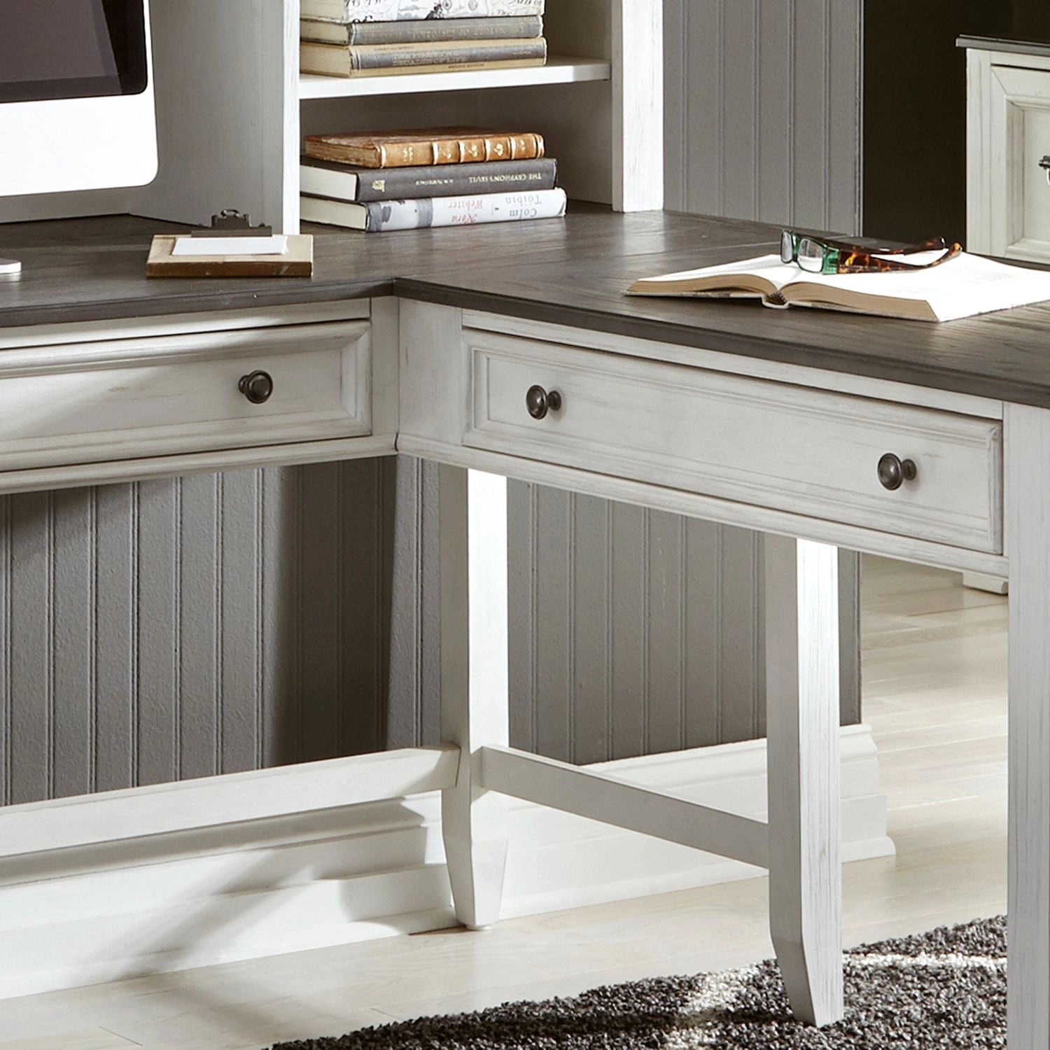 Allyson Park Right Turn Writing Desk in Wirebrushed White image