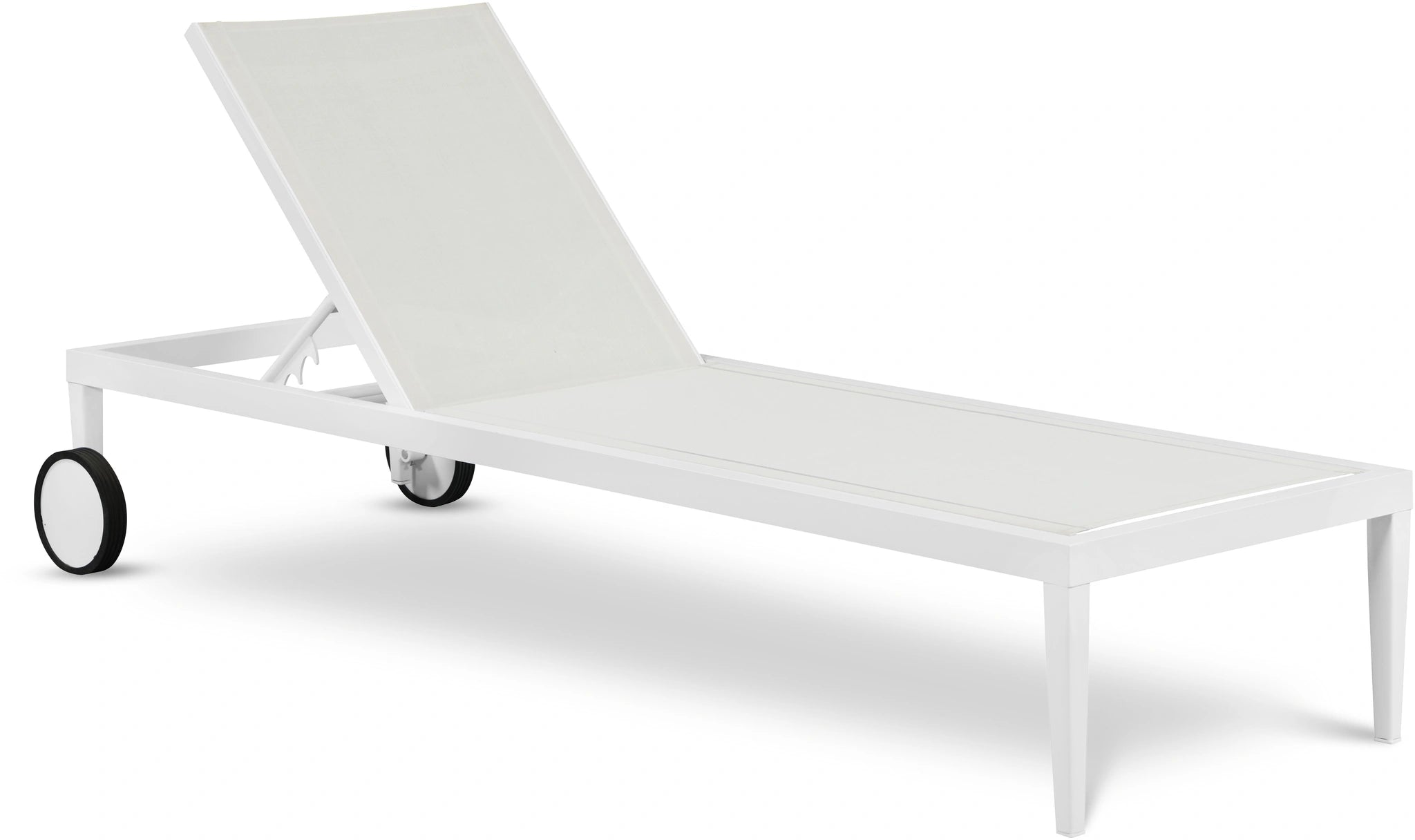 Nizuc White Mesh Waterproof Fabric Outdoor Patio Aluminum Mesh Chaise Lounge Chair