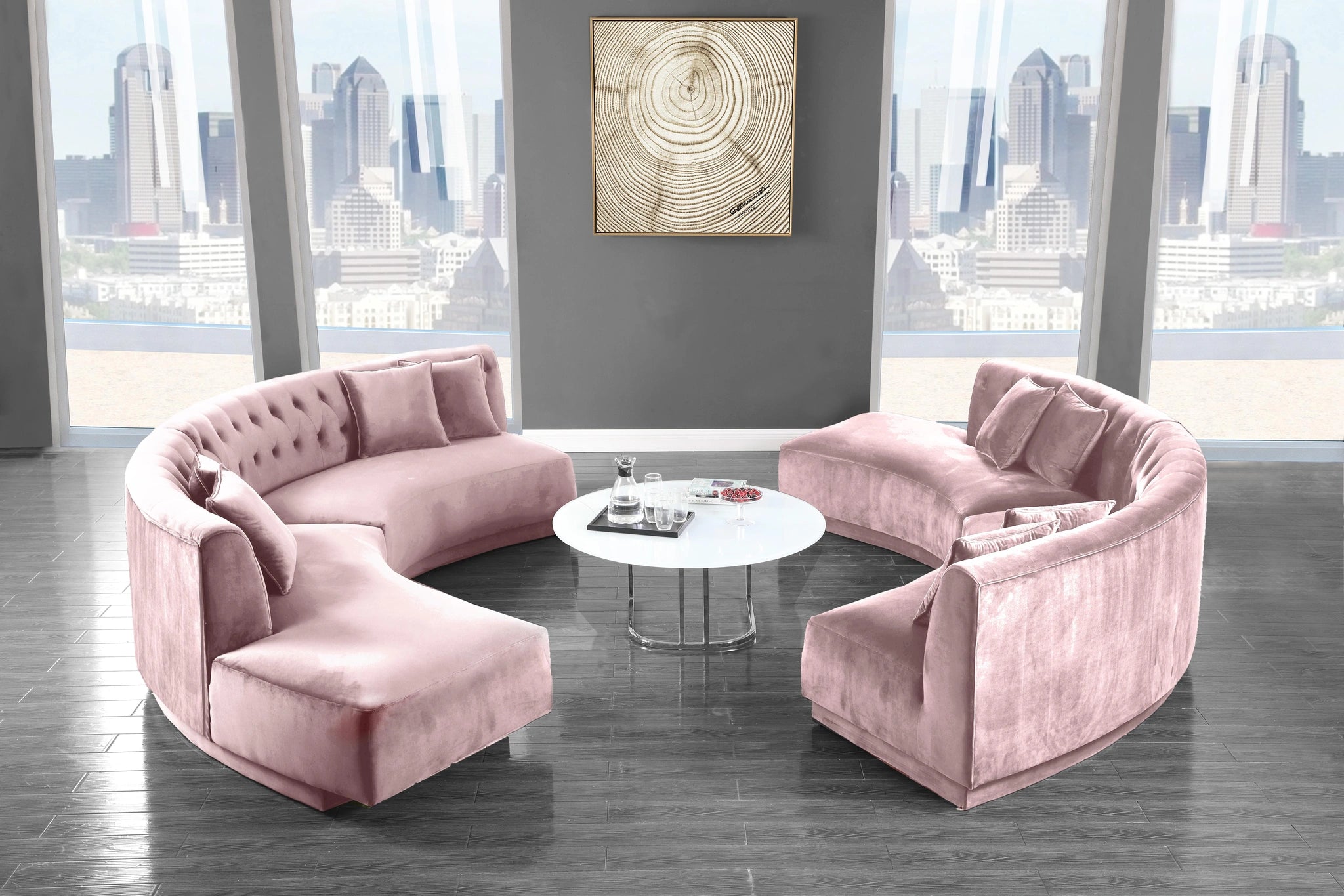 Kenzi Pink Velvet 2pc. Sectional