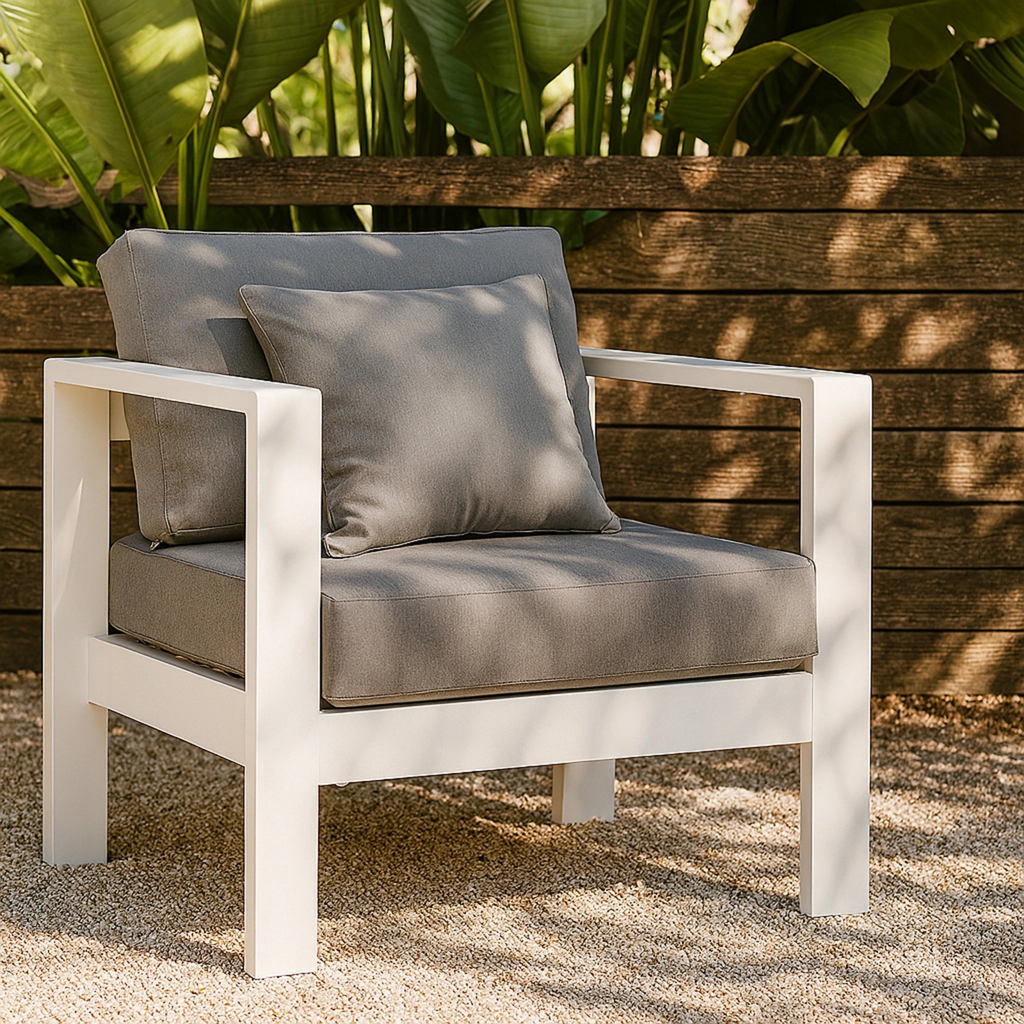 Nizuc Grey Waterproof Fabric Outdoor Patio Aluminum Arm Chair