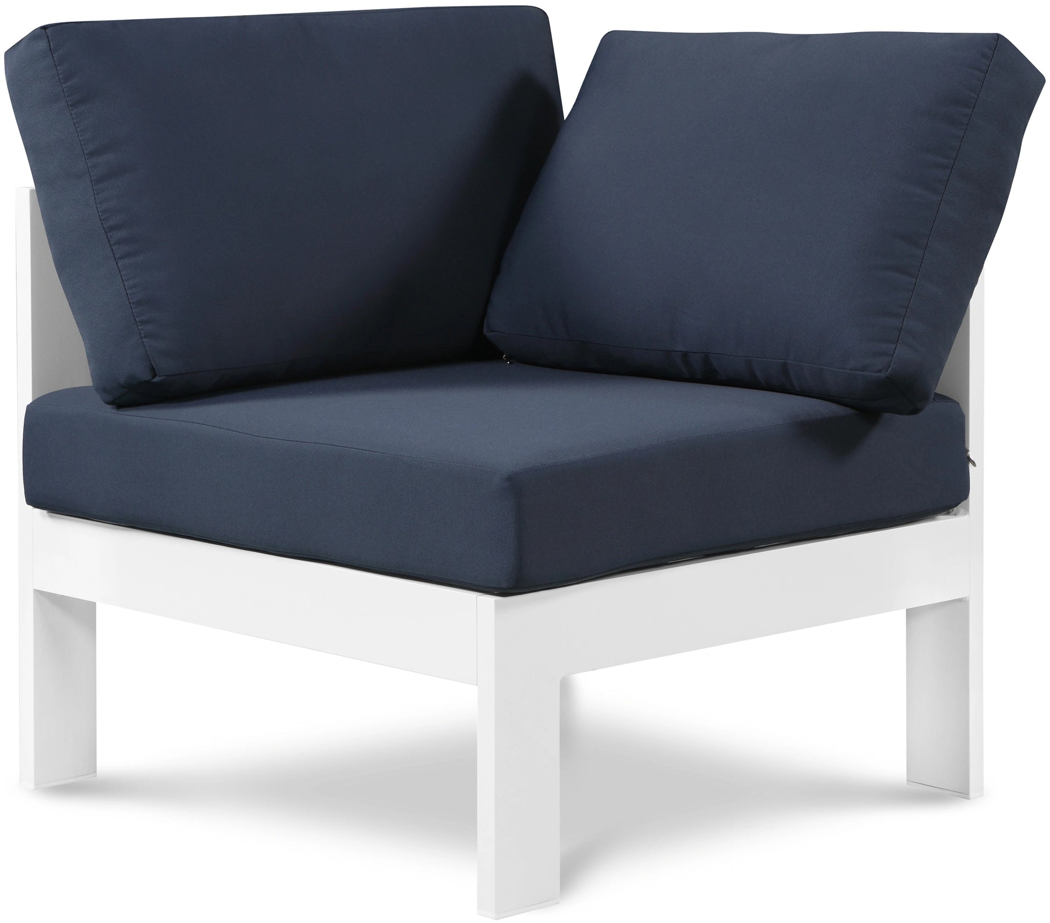 Nizuc Navy Waterproof Fabric Outdoor Patio Aluminum Corner Chair