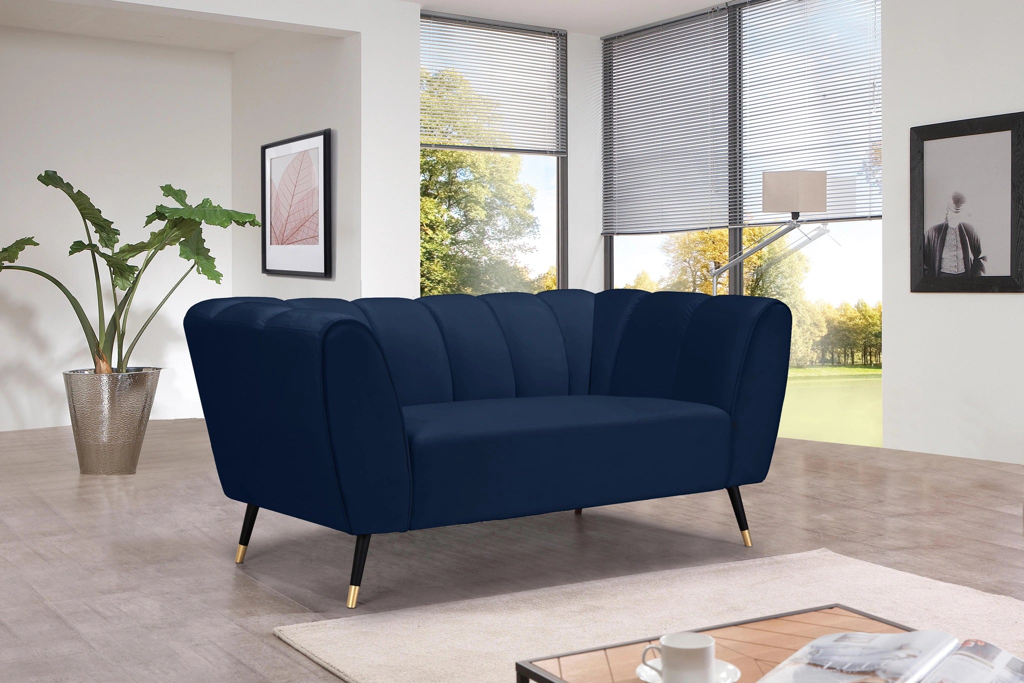 Beaumont Navy Velvet Loveseat