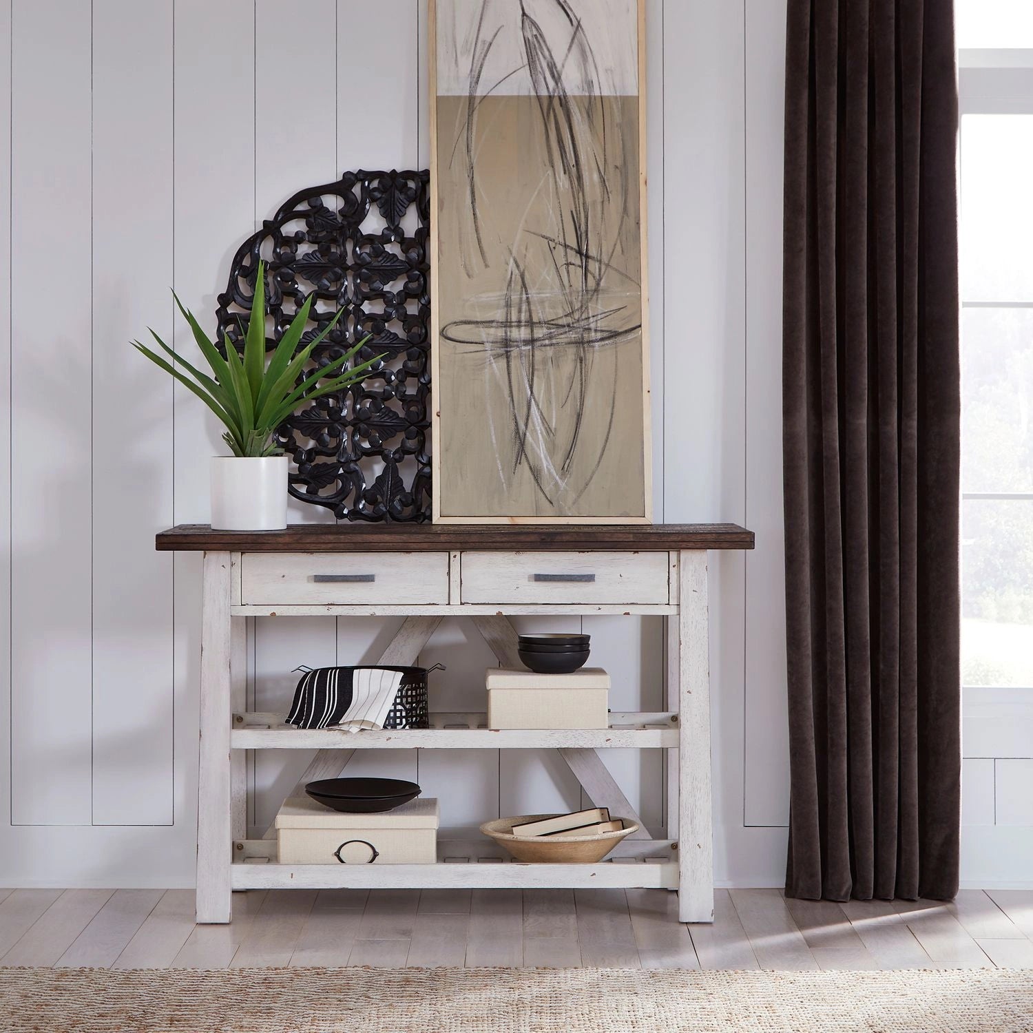 Farmhouse Server in White/Oak image