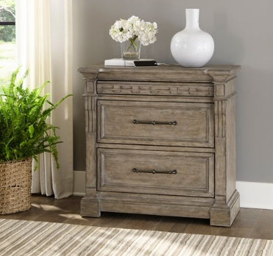 Liberty Furniture Town & Country Bedside Chest w/ Charging Station in Dusty Taupe - Luxury Home Furniture (MI)