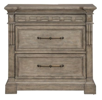 Liberty Furniture Town & Country Bedside Chest w/ Charging Station in Dusty Taupe - Luxury Home Furniture (MI)
