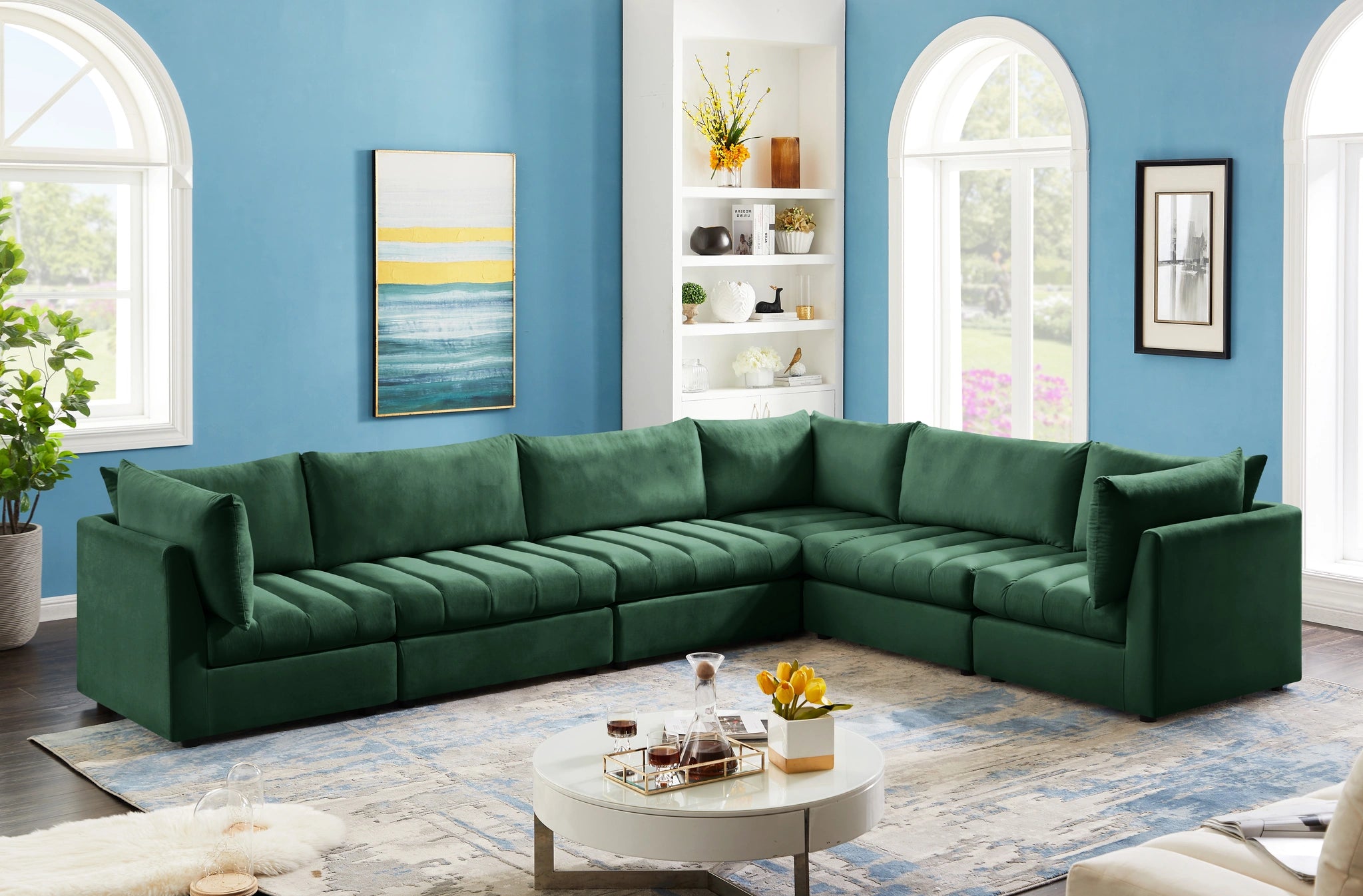 Jacob Green Velvet Modular Sectional