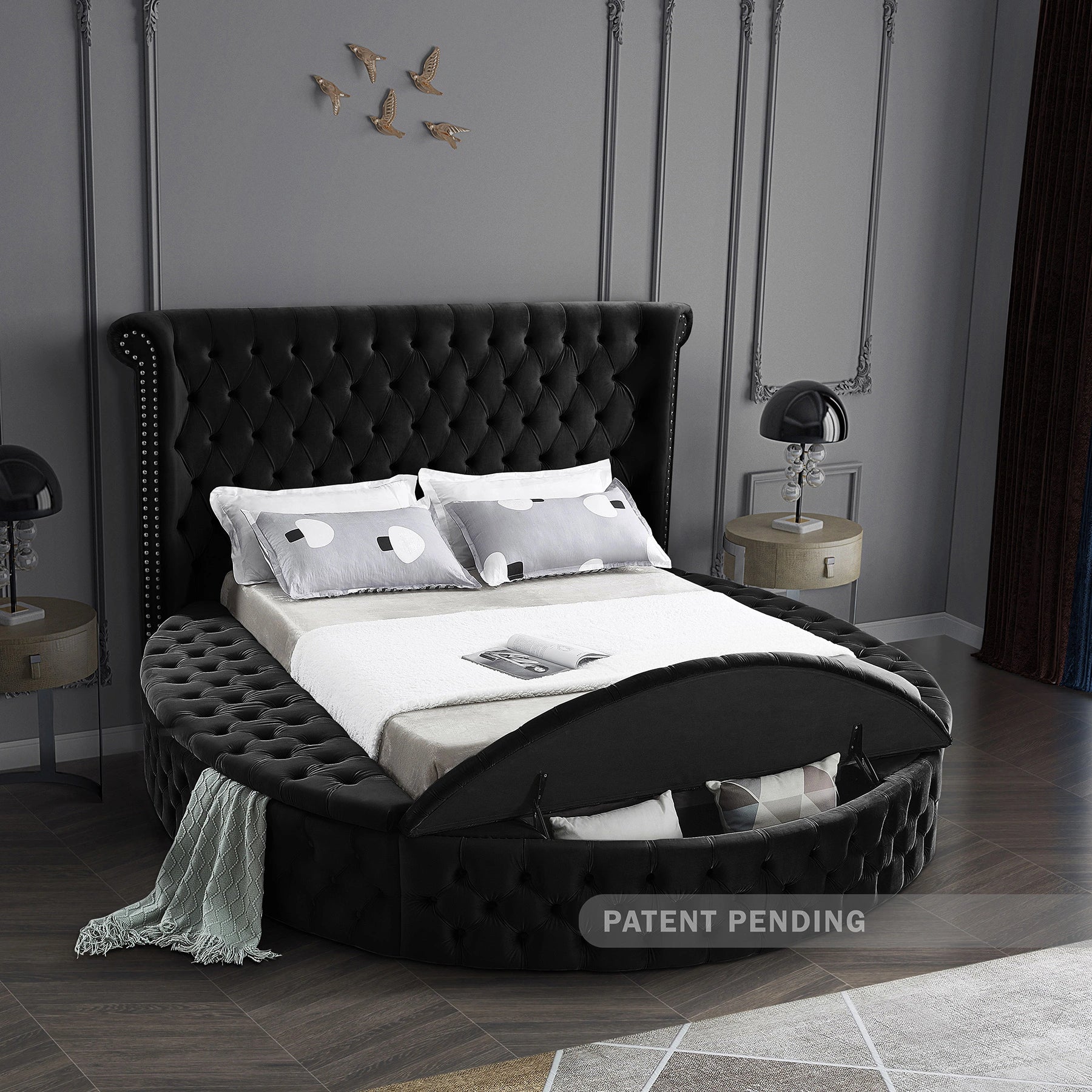 Luxus Black Velvet Full Bed (3 Boxes)