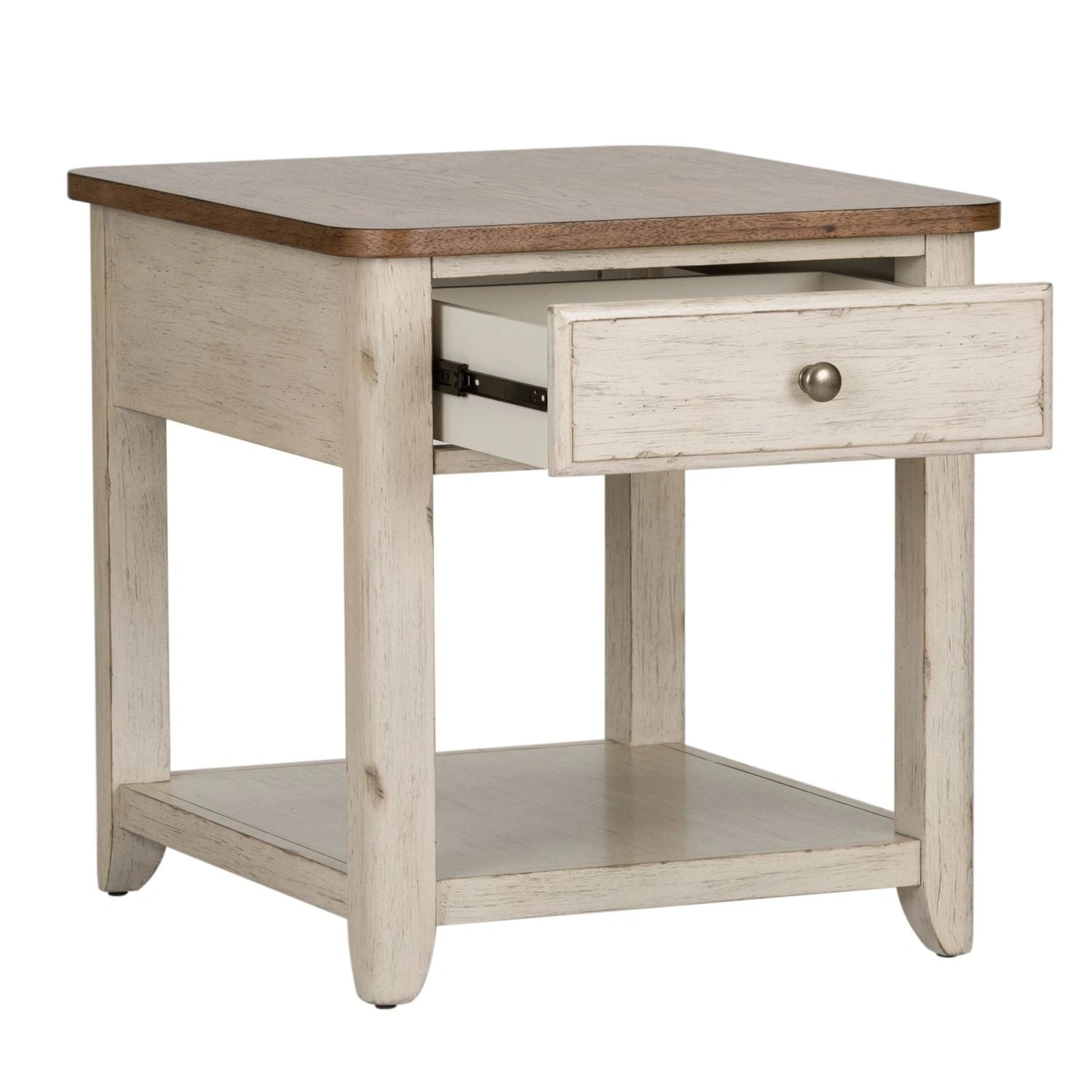 Farmhouse Reimagined End Table with Basket in Antique White image