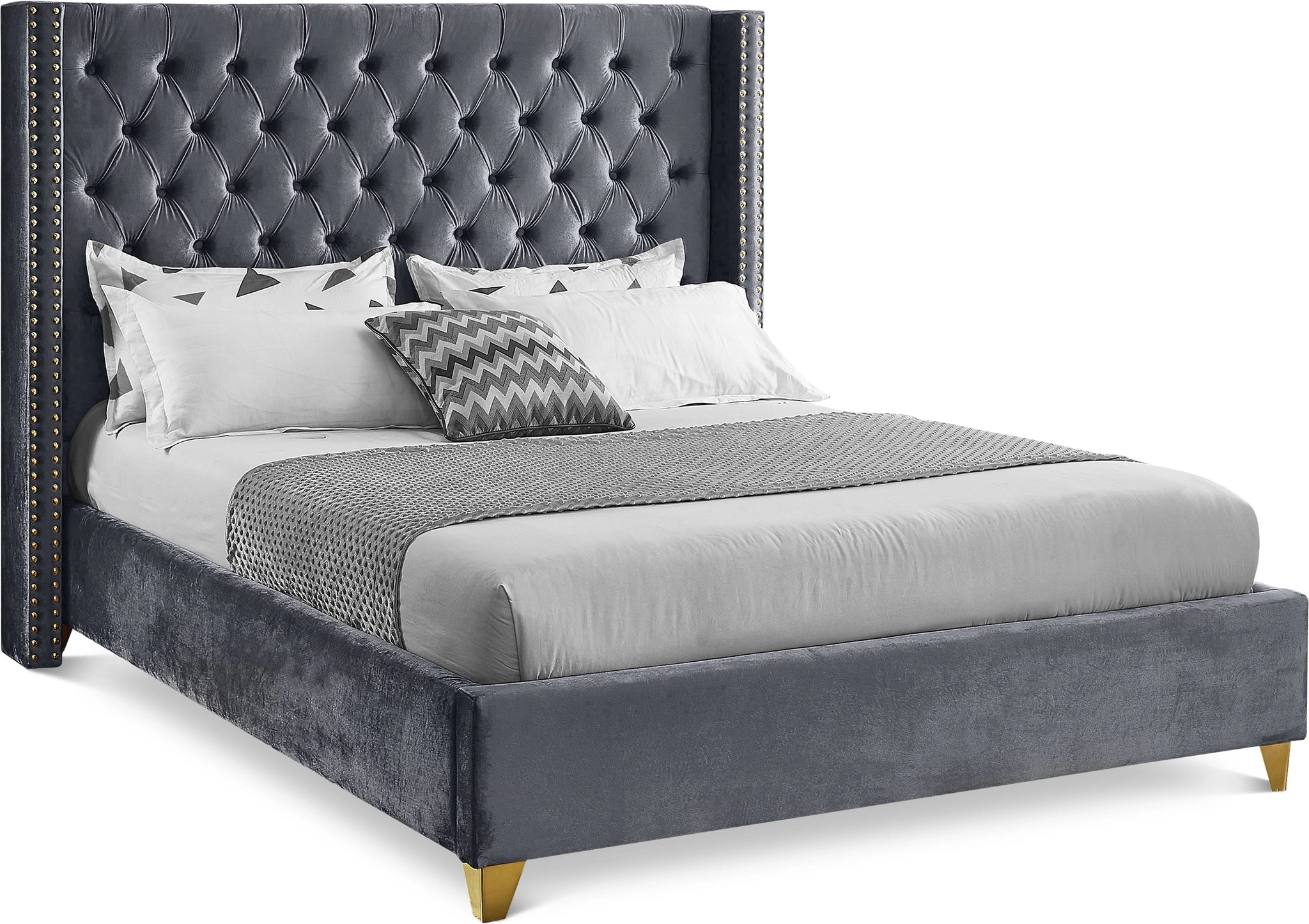 Barolo Grey Velvet King Bed