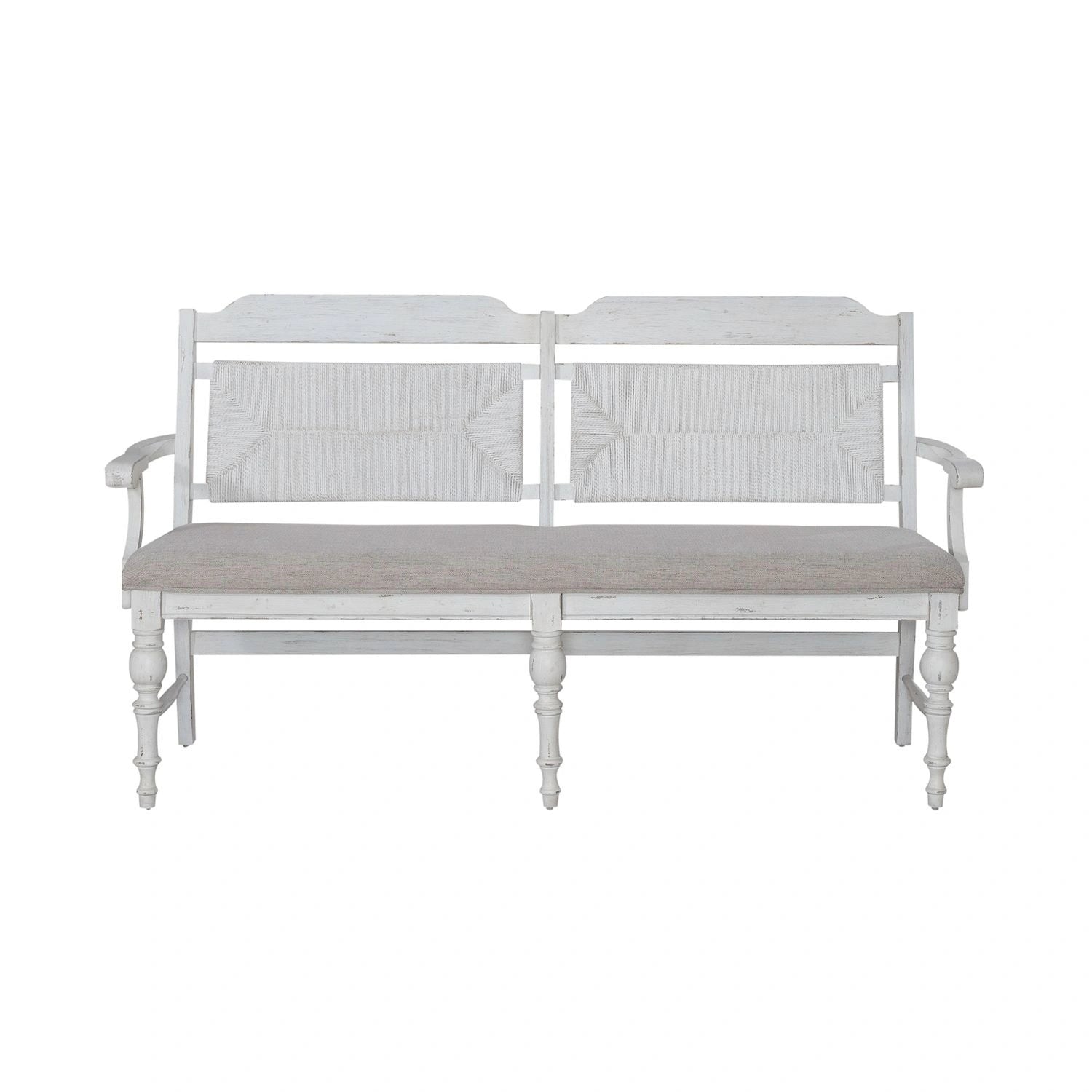 River Place Panel Back Bench in Riverstone White & Tobacco image