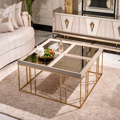 AICO Carmela Cocktail Table in Shimmer Ivory - Luxury Home Furniture (MI)