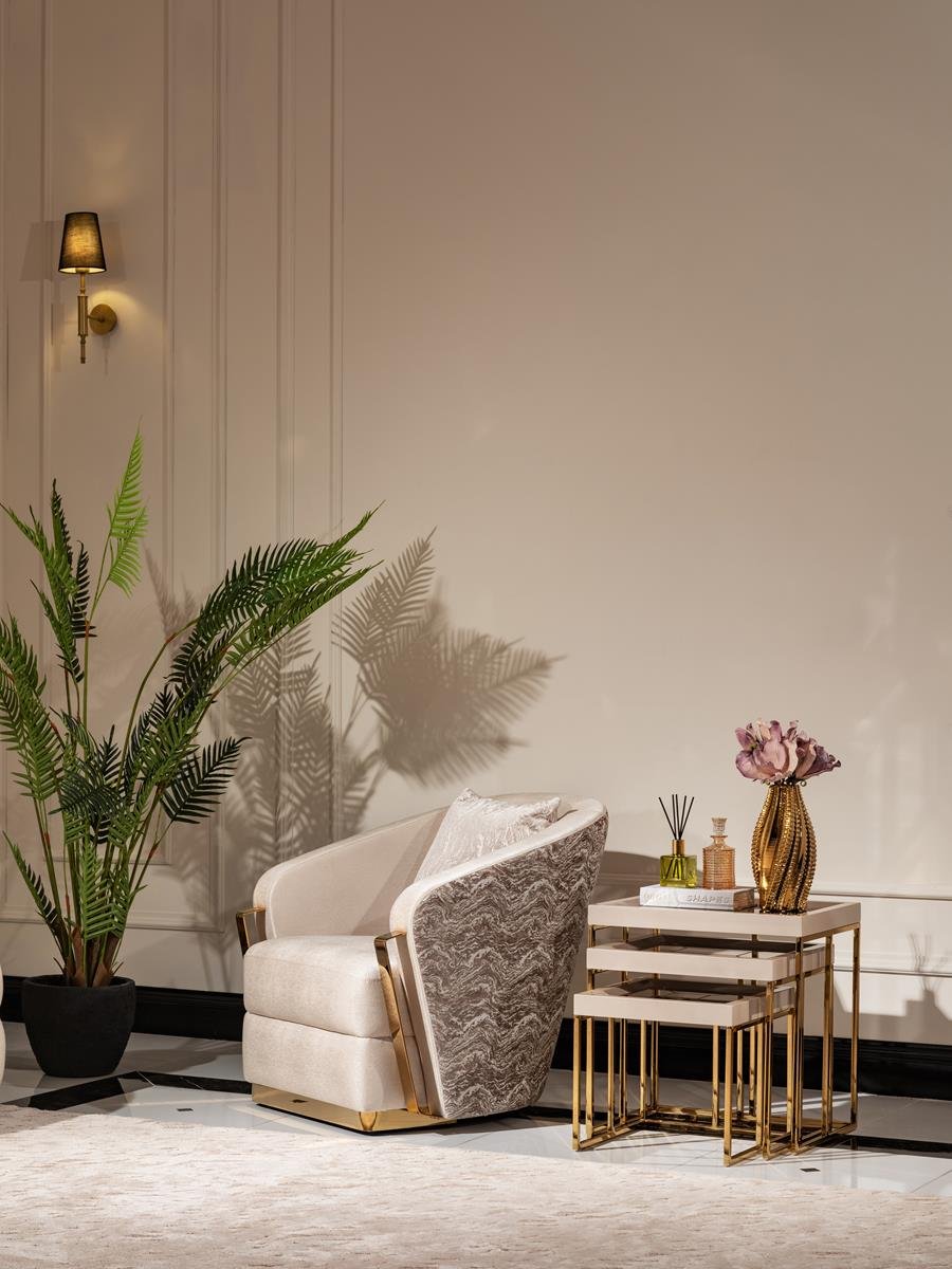AICO Carmela Nesting Tables in Shimmer Ivory - Luxury Home Furniture (MI)