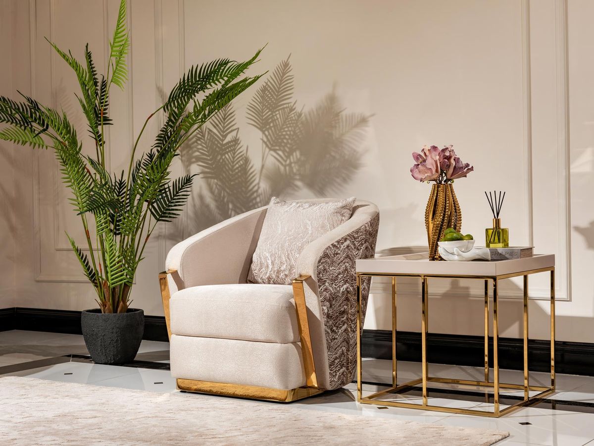 AICO Carmela Side Table in Shimmer Ivory - Luxury Home Furniture (MI)