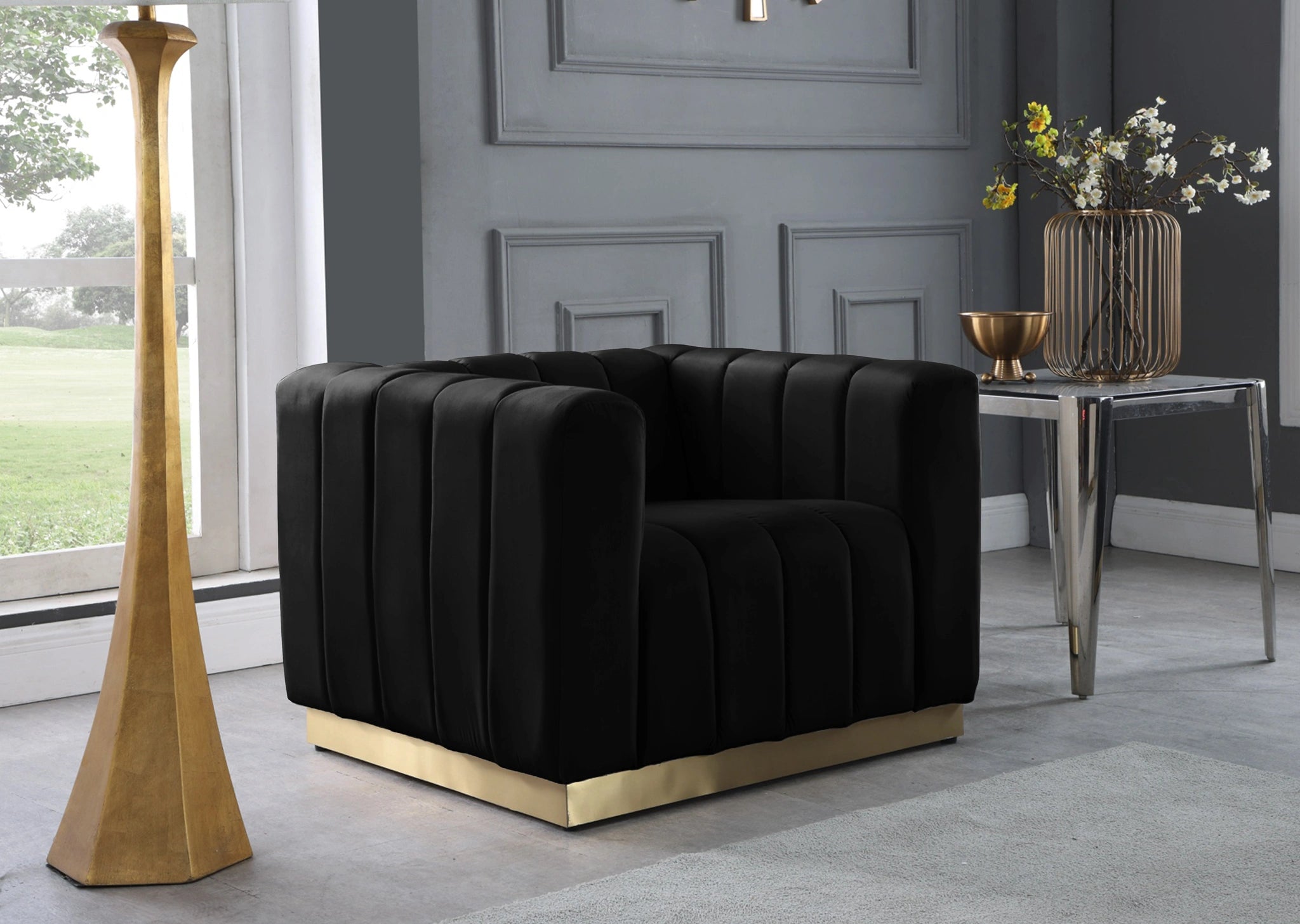 Marlon Black Velvet Chair