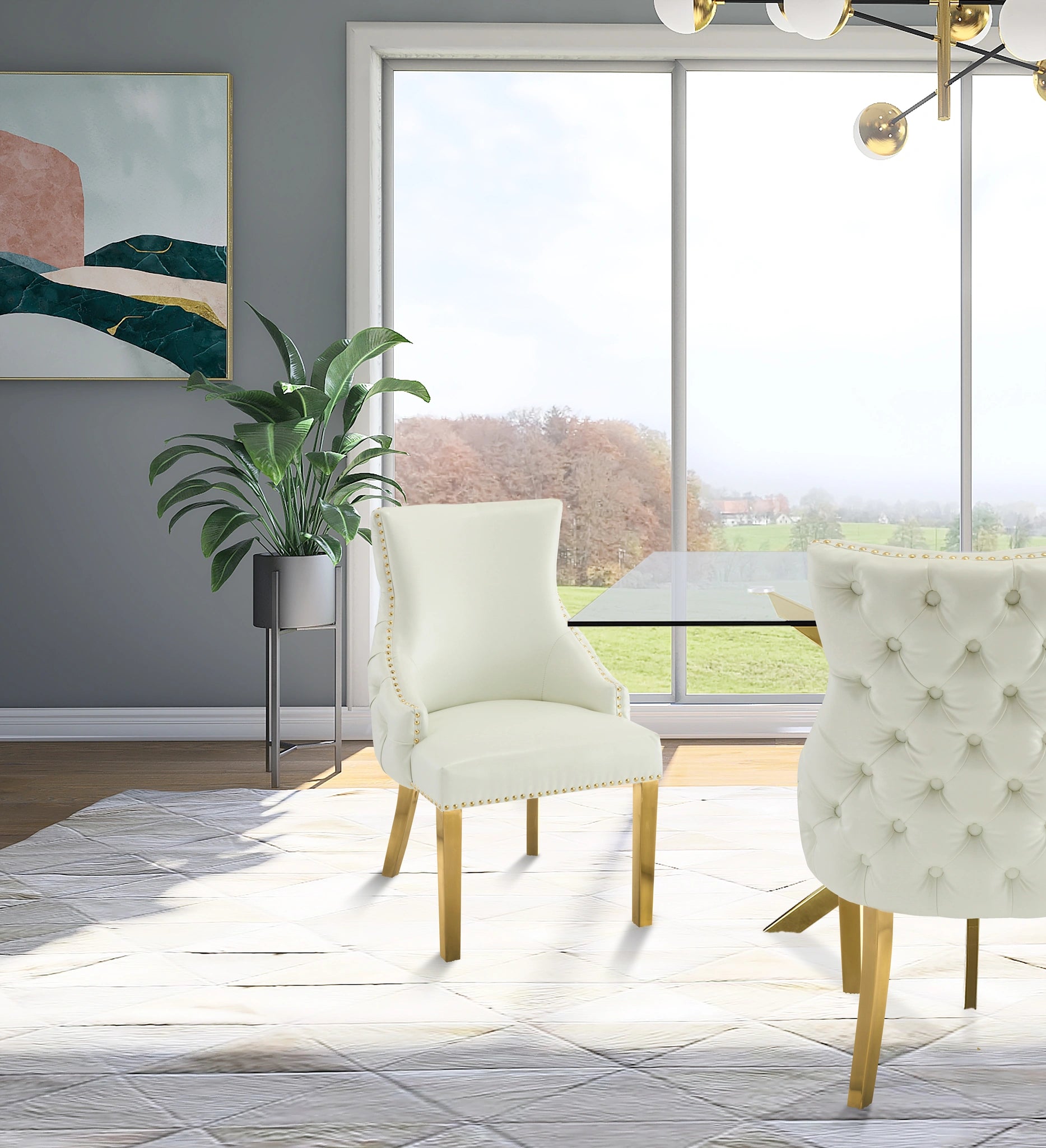 Tuft White Faux Leather Dining Chair