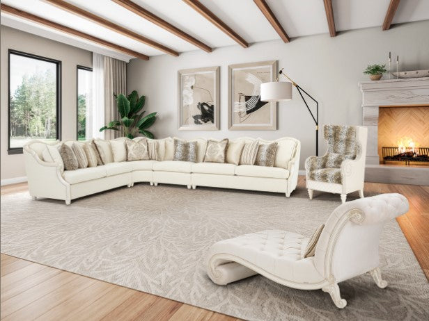 AICO Chamberi Chaise in Ivory Classic Pearl - Luxury Home Furniture (MI)