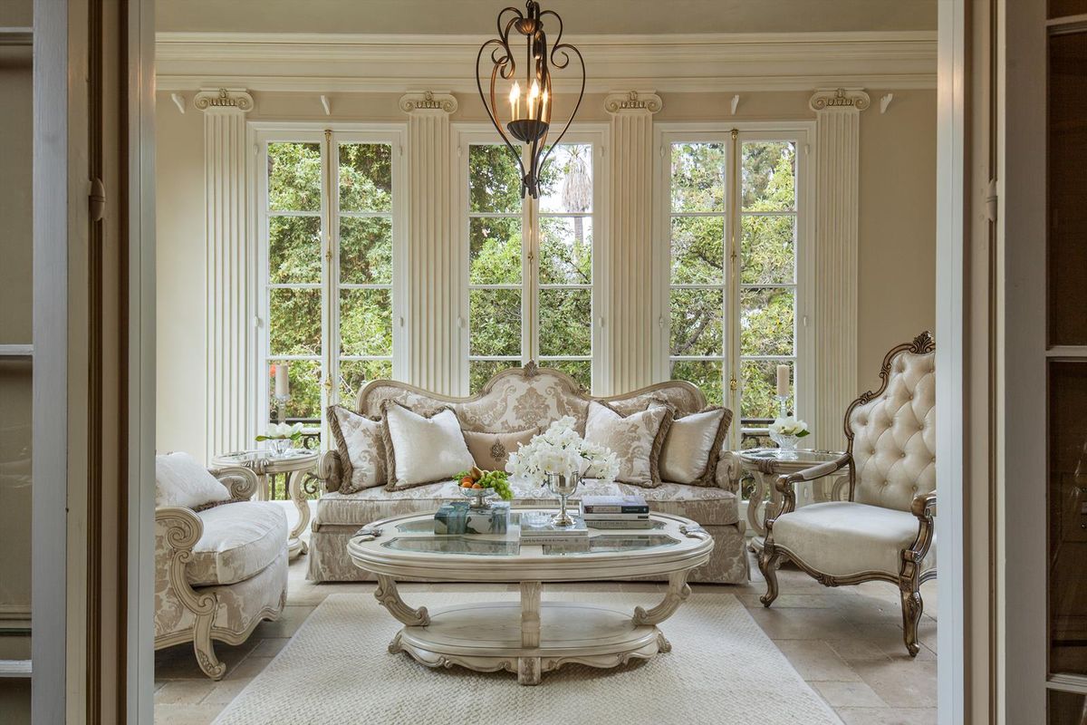 Aico Platine de Royale Chairside Table in Champagne