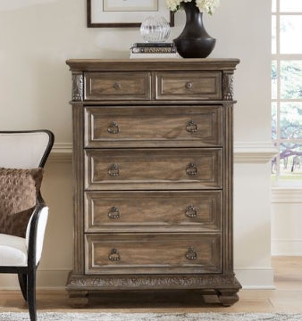 Liberty Furniture Carlisle Court 5 Drawer Chest in Chestnut with Dusty Wax - Luxury Home Furniture (MI)