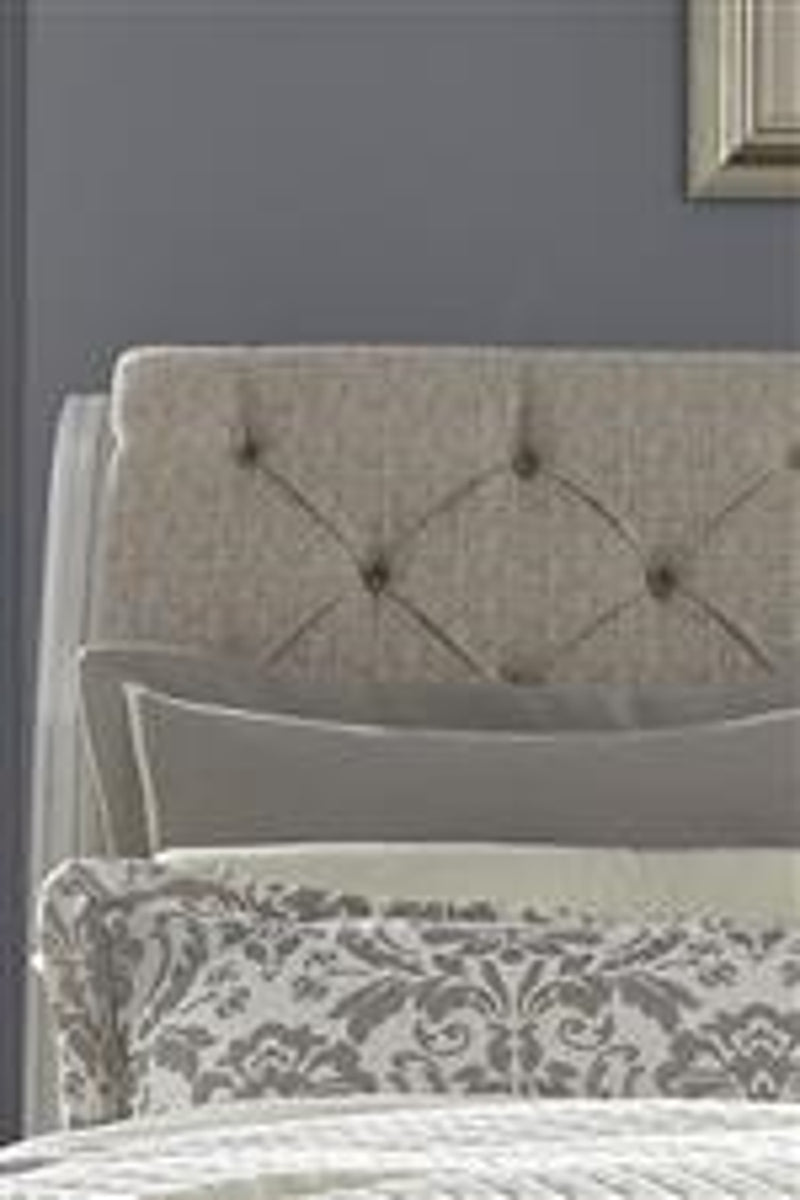 Liberty Furniture Abbey Park Upholstered California King Sleigh Bed in Antique White EST SHIP TIME APPX 4 WEEKS