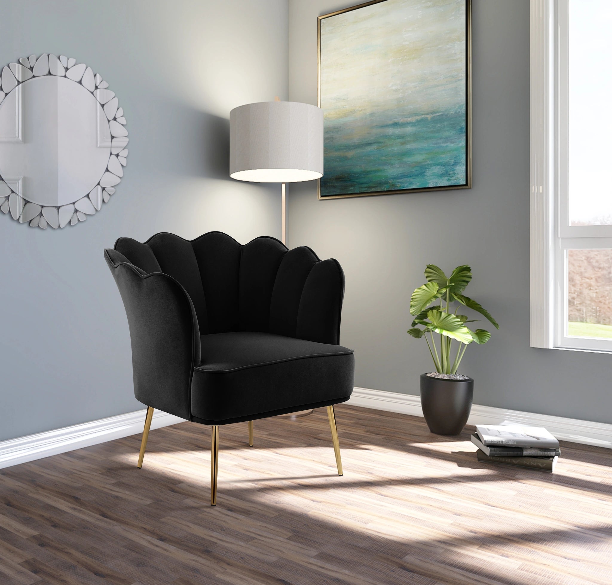 Jester Black Velvet Accent Chair