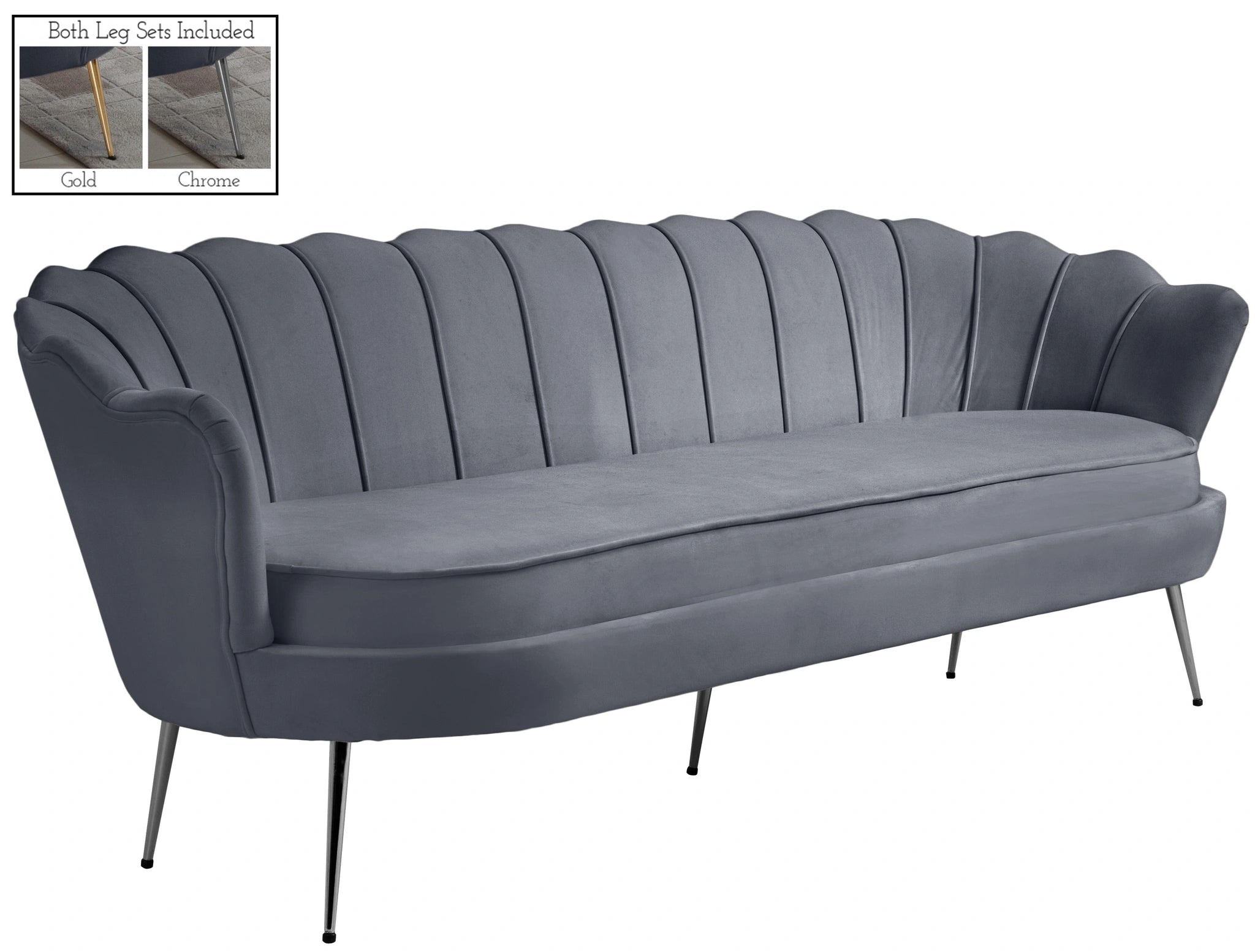 Gardenia Grey Velvet Sofa