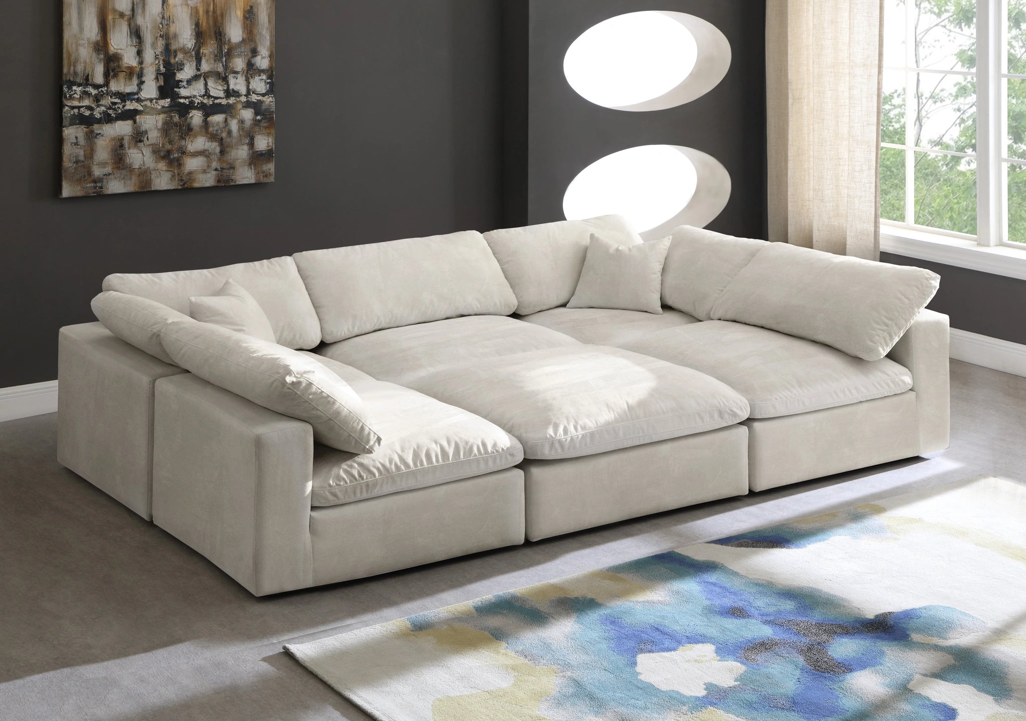 Cozy Cream Velvet Cloud Modular Sectional