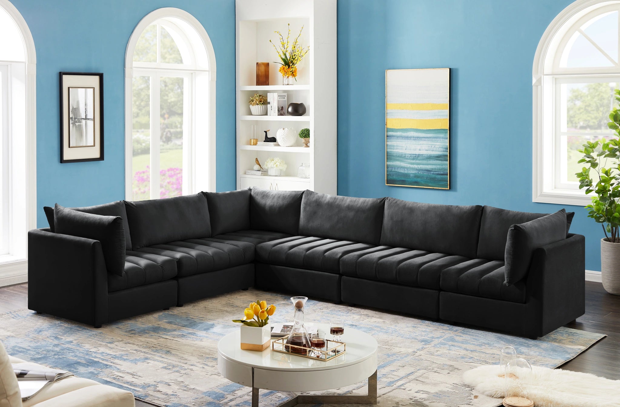 Jacob Black Velvet Modular Sectional