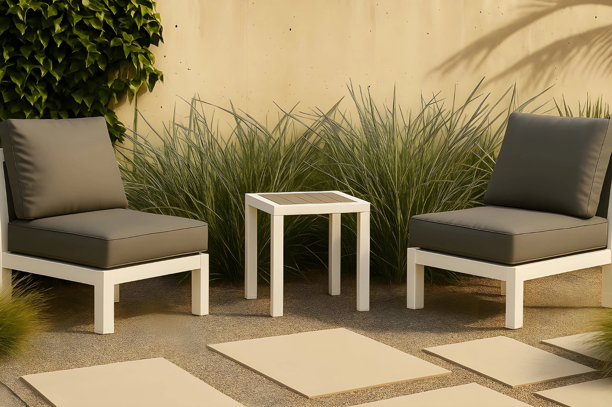 Nizuc Grey manufactured wood Outdoor Patio Aluminum End Table