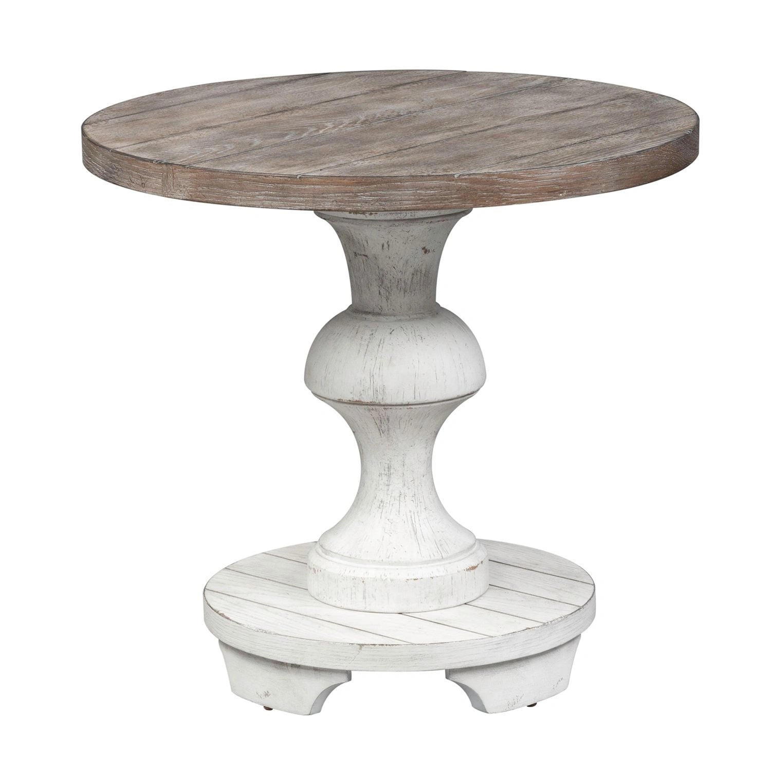 Sedona Round End Table in Heavy Distressed White image