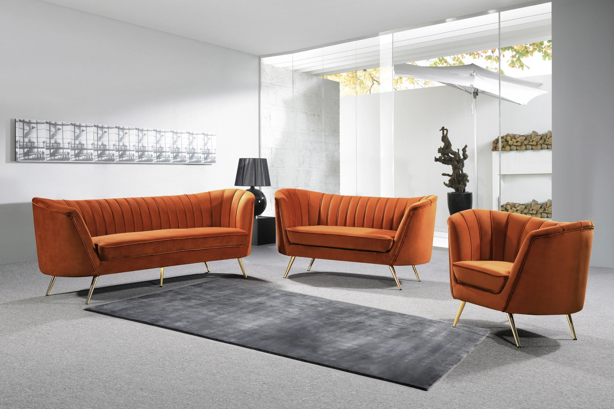 Margo Cognac Velvet Chair