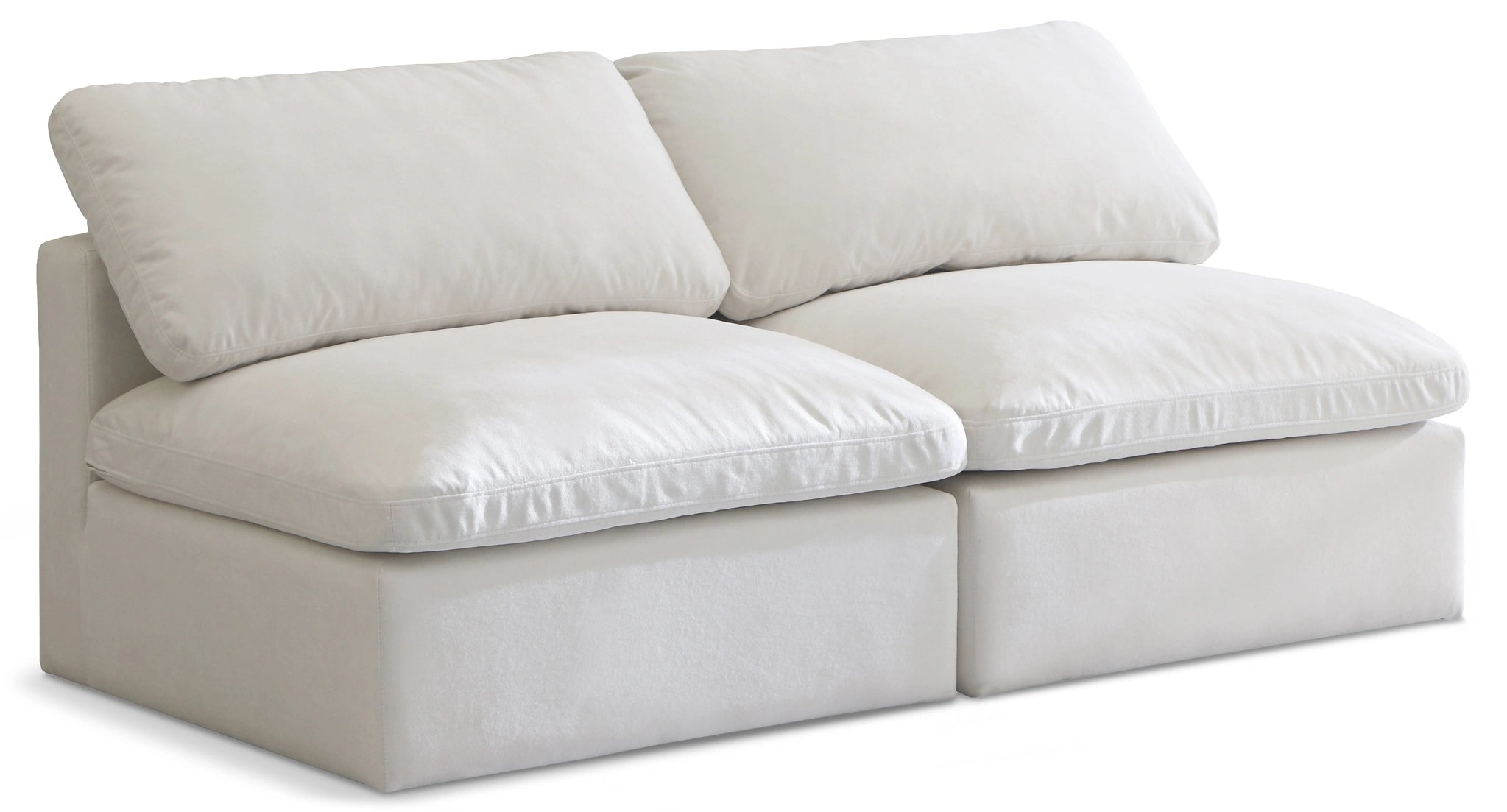 Plush Cream Velvet Standard Cloud Modular Sofa
