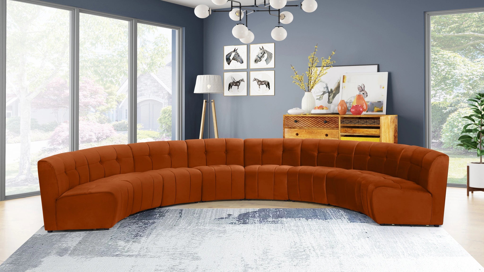 Limitless Cognac Velvet 8pc. Modular Sectional