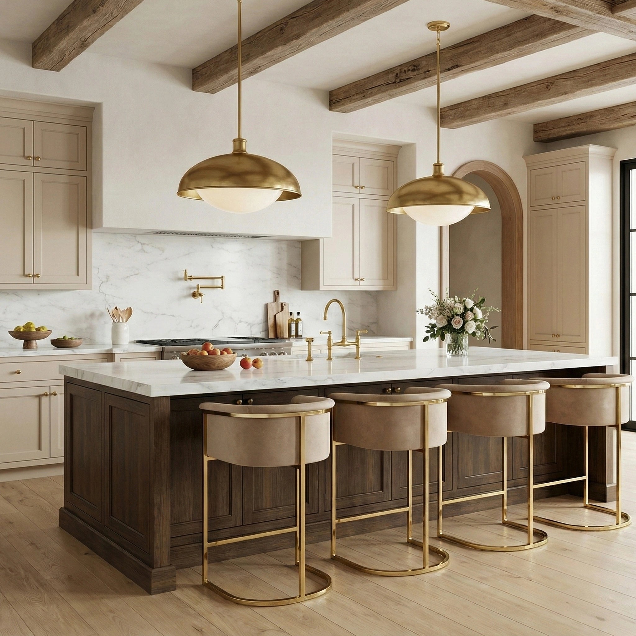 Donatella Beige Velvet Stool