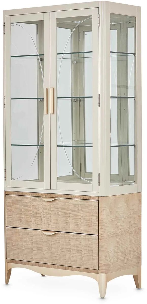 AICO Malibu Crest Display Cabinet in Chardonnay - Luxury Home Furniture (MI)