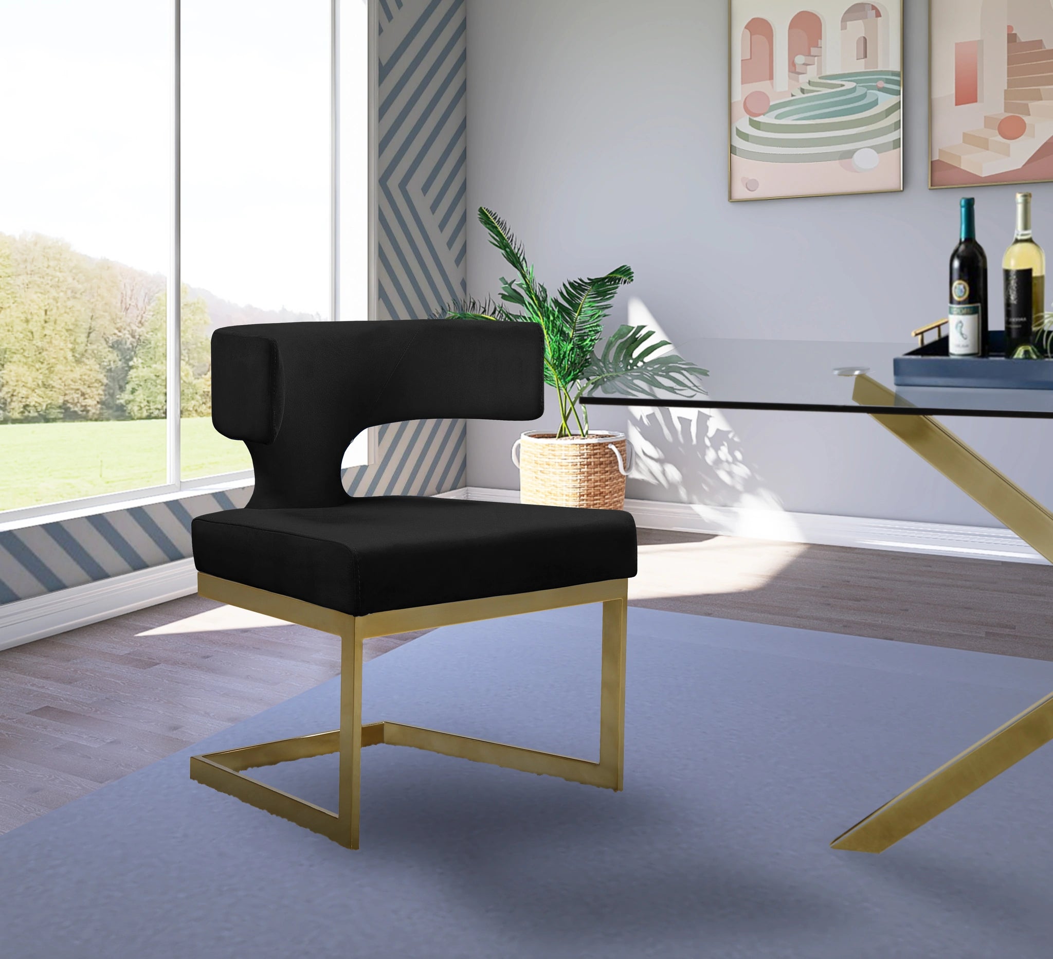 Alexandra Black Velvet Dining Chair