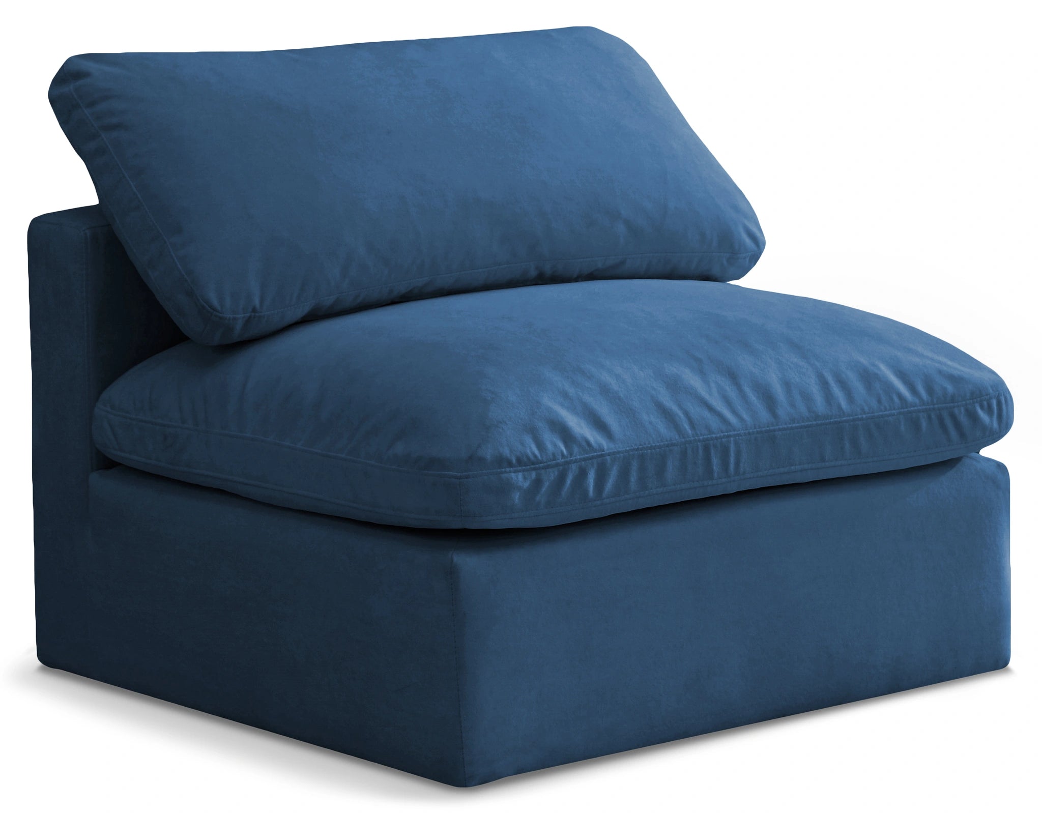 Plush Navy Velvet Standard Cloud Modular Armless Chair