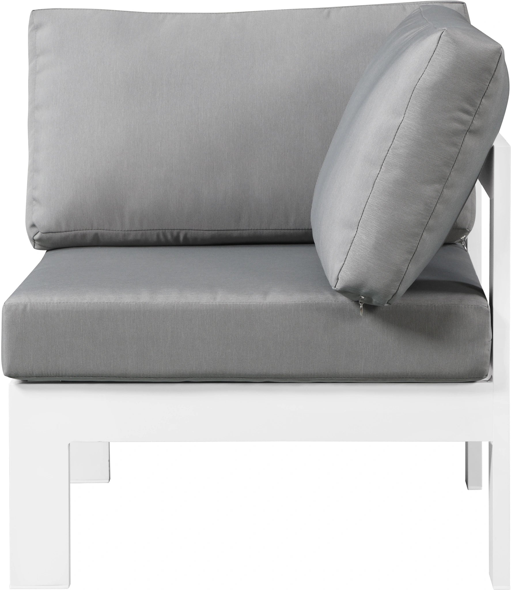 Nizuc Grey Waterproof Fabric Outdoor Patio Aluminum Corner Chair