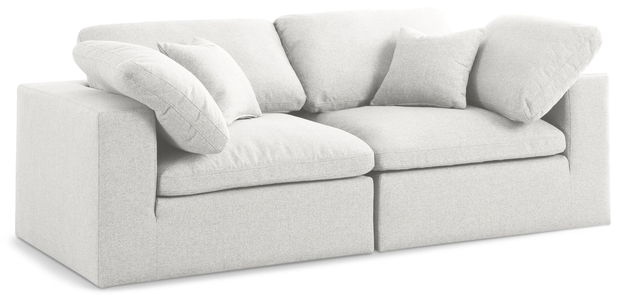 Serene Cream Linen Fabric Deluxe Cloud Modular Sofa