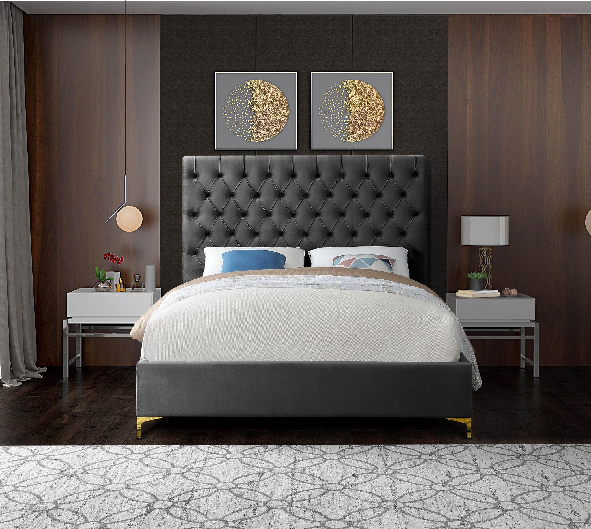 Cruz Grey Velvet Full Bed
