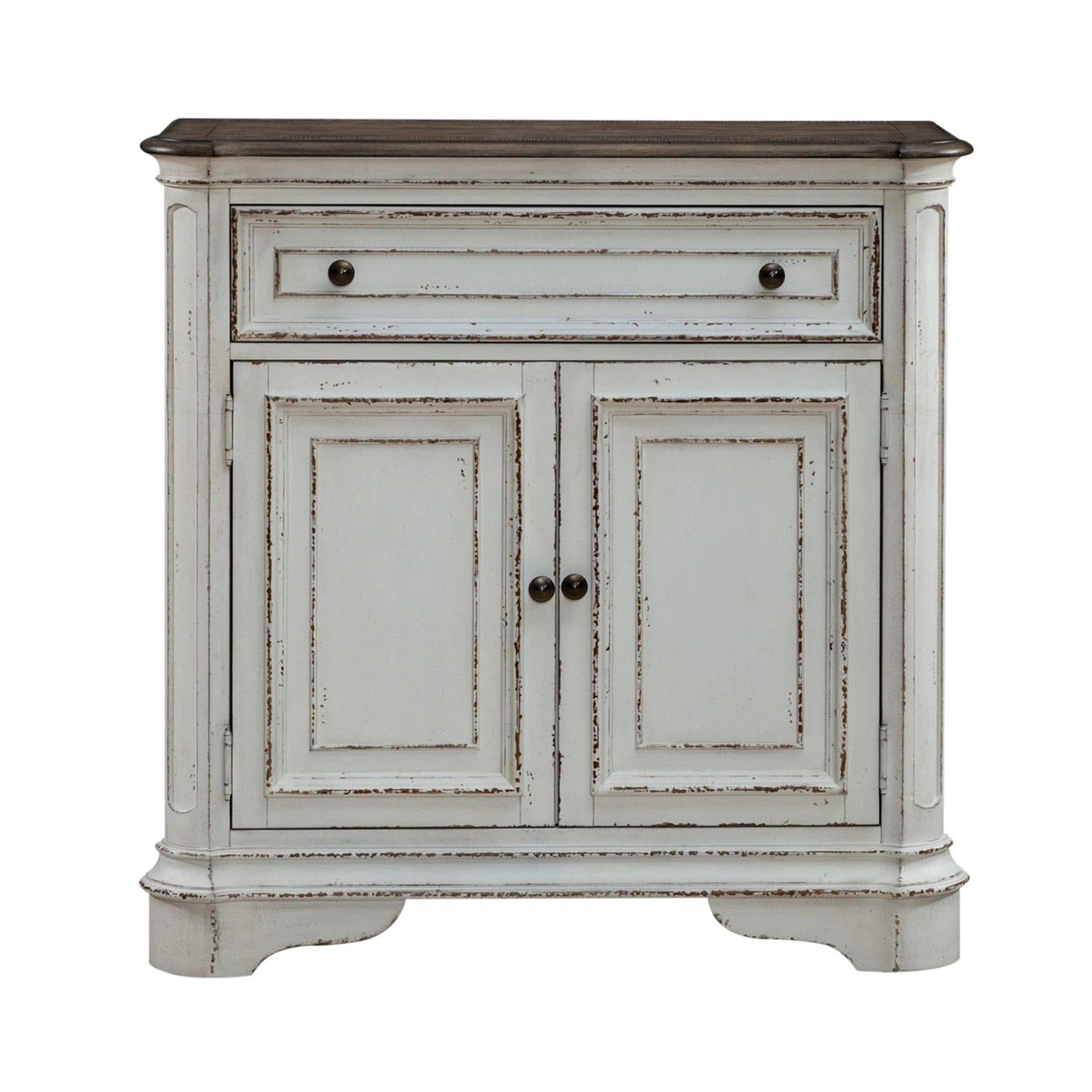 Magnolia Manor Accent Cabinet in Antique White & Weathered Bark EST SHIP TIME APPX 4 WEEKS image